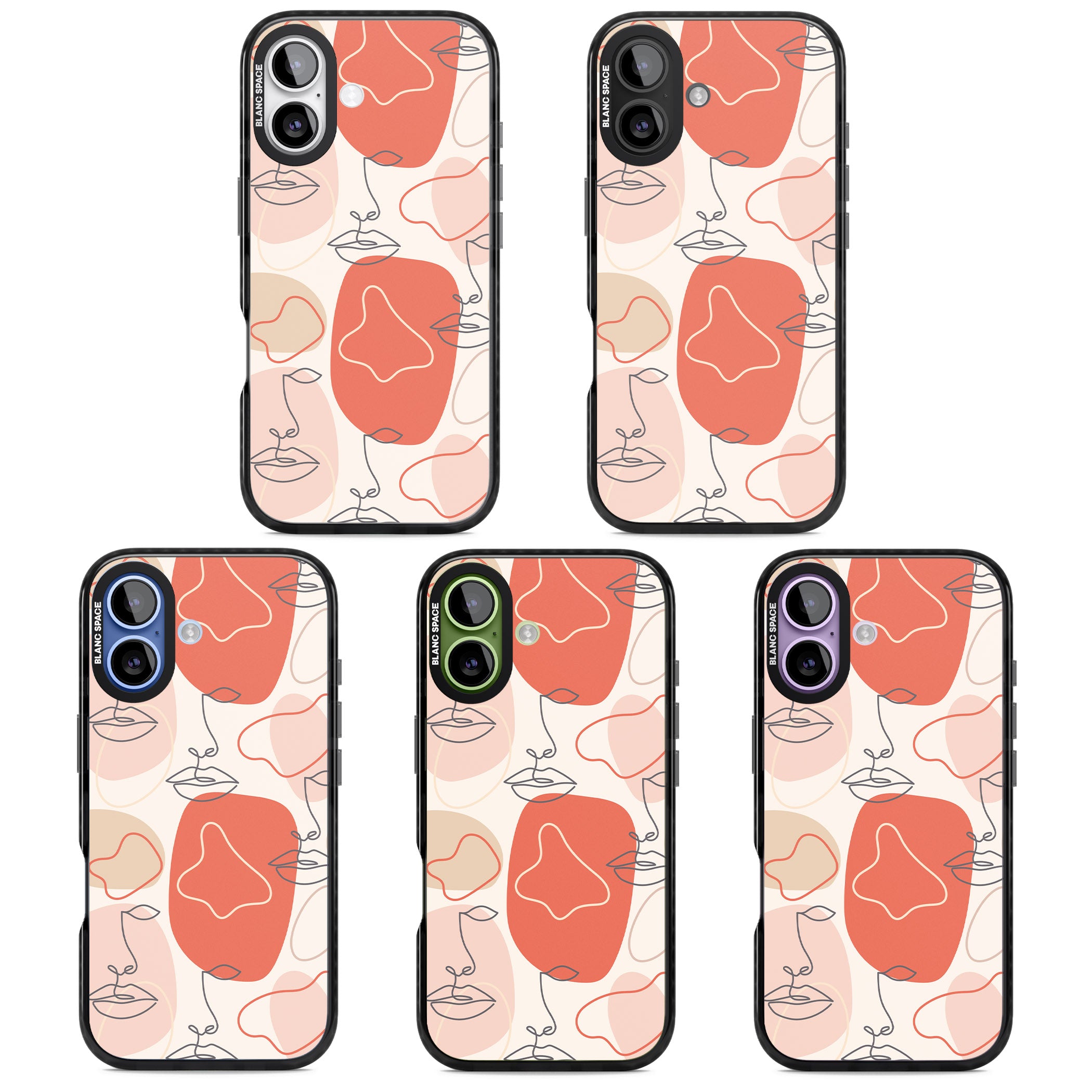 Abstract Face Line Art iPhone 17 Impact Black Phone Case APT Impact Protection