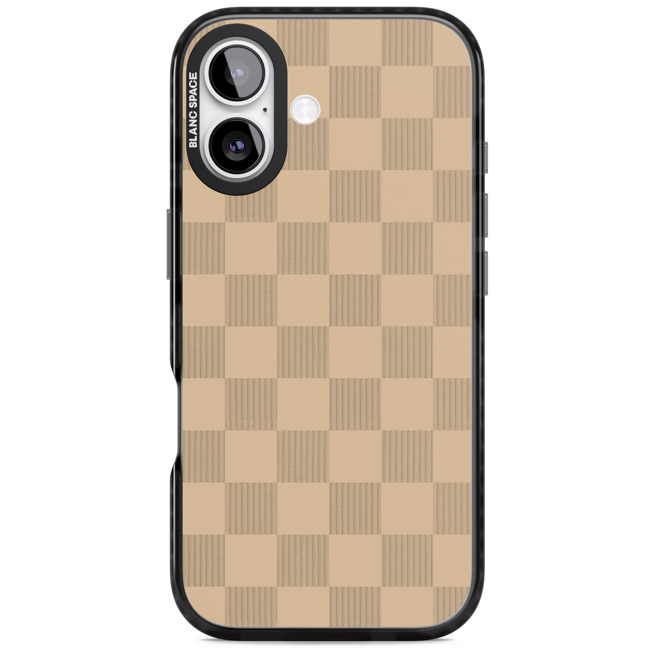 Beige Checkered iPhone 17 Impact Black Phone Case