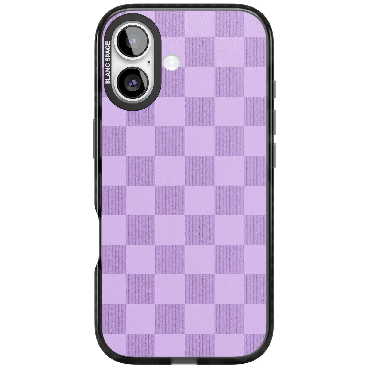 Lilac Checkered iPhone 16 / iPhone 16 Plus / iPhone 17 Impact Black Phone Case front