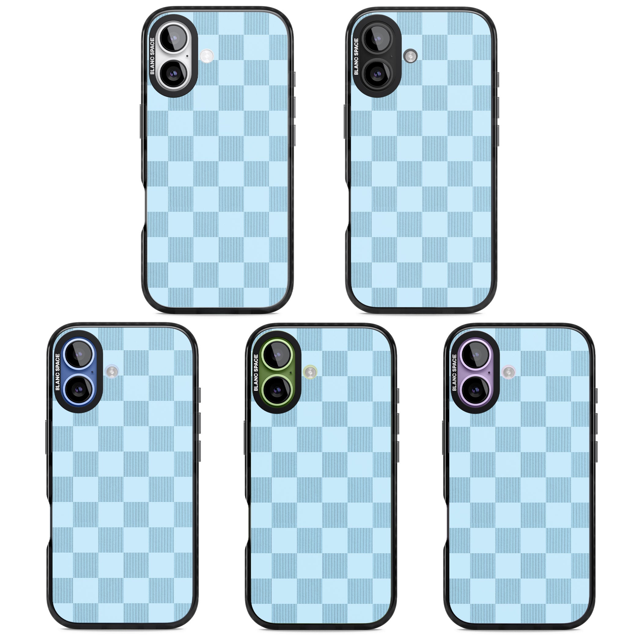 Skyblue Checkered iPhone 17 Impact Black Phone Case APT Impact Protection