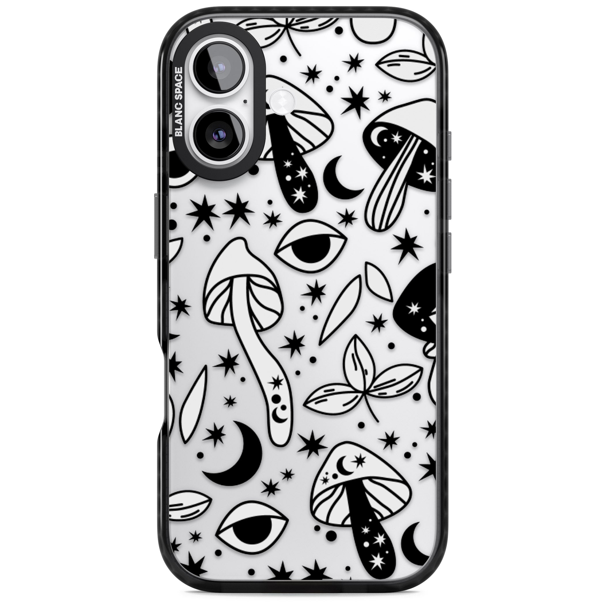 Mystic Mushrooms Pattern iPhone 17 Impact Black Phone Case