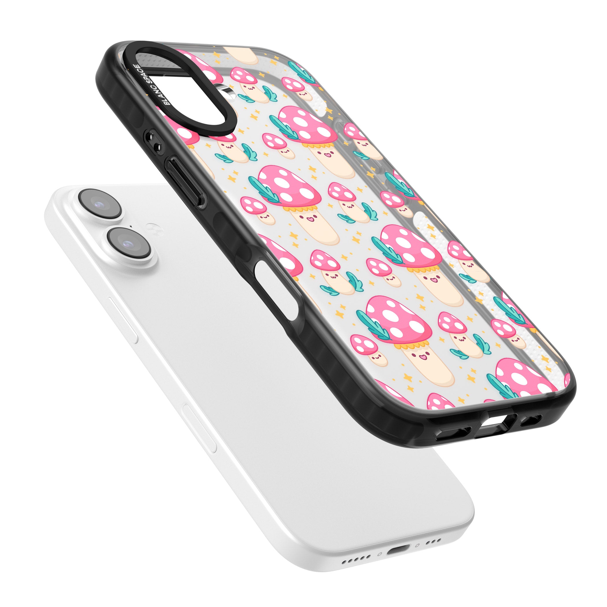 Cute Mushroom Pattern iPhone 17 Impact Black Phone Case Colours