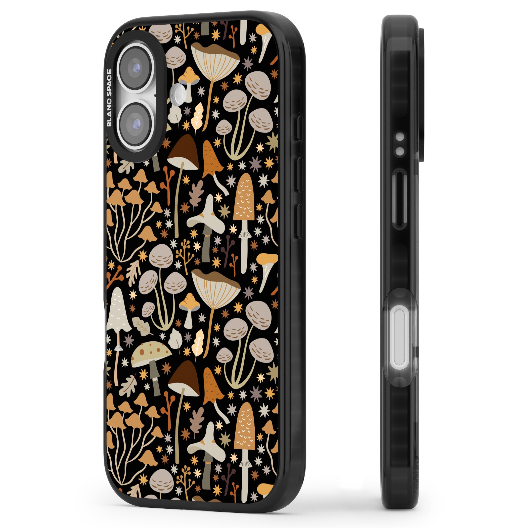 Mushroom Dream Pattern iPhone 17 Impact Black Phone Case Side Profile