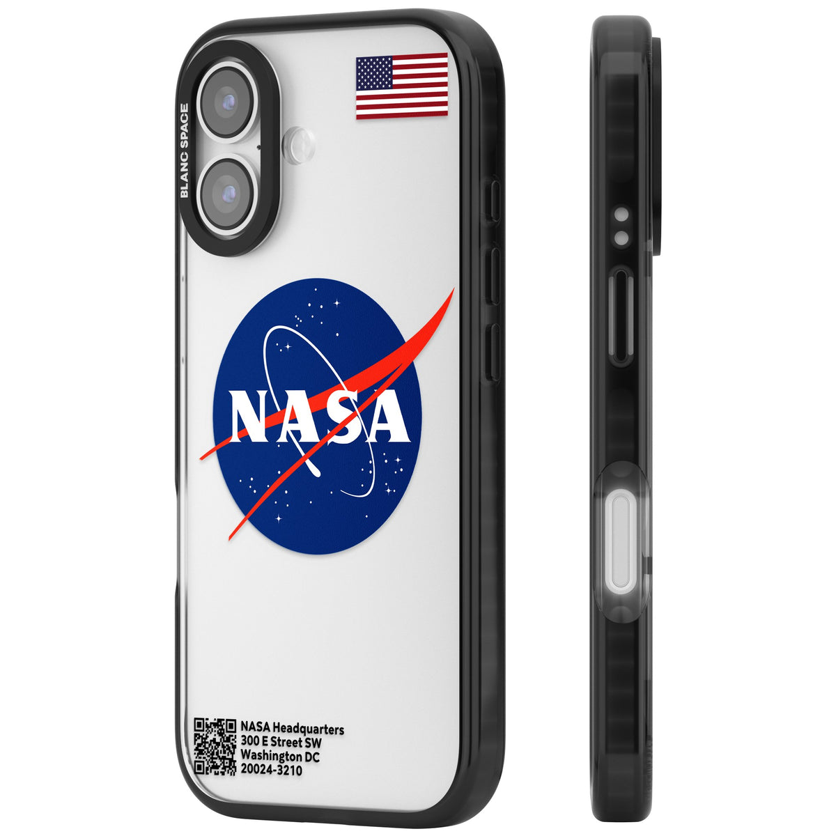 Nasa Meatball iPhone 16 / iPhone 16 Plus / iPhone 17 Impact Black Phone Case side