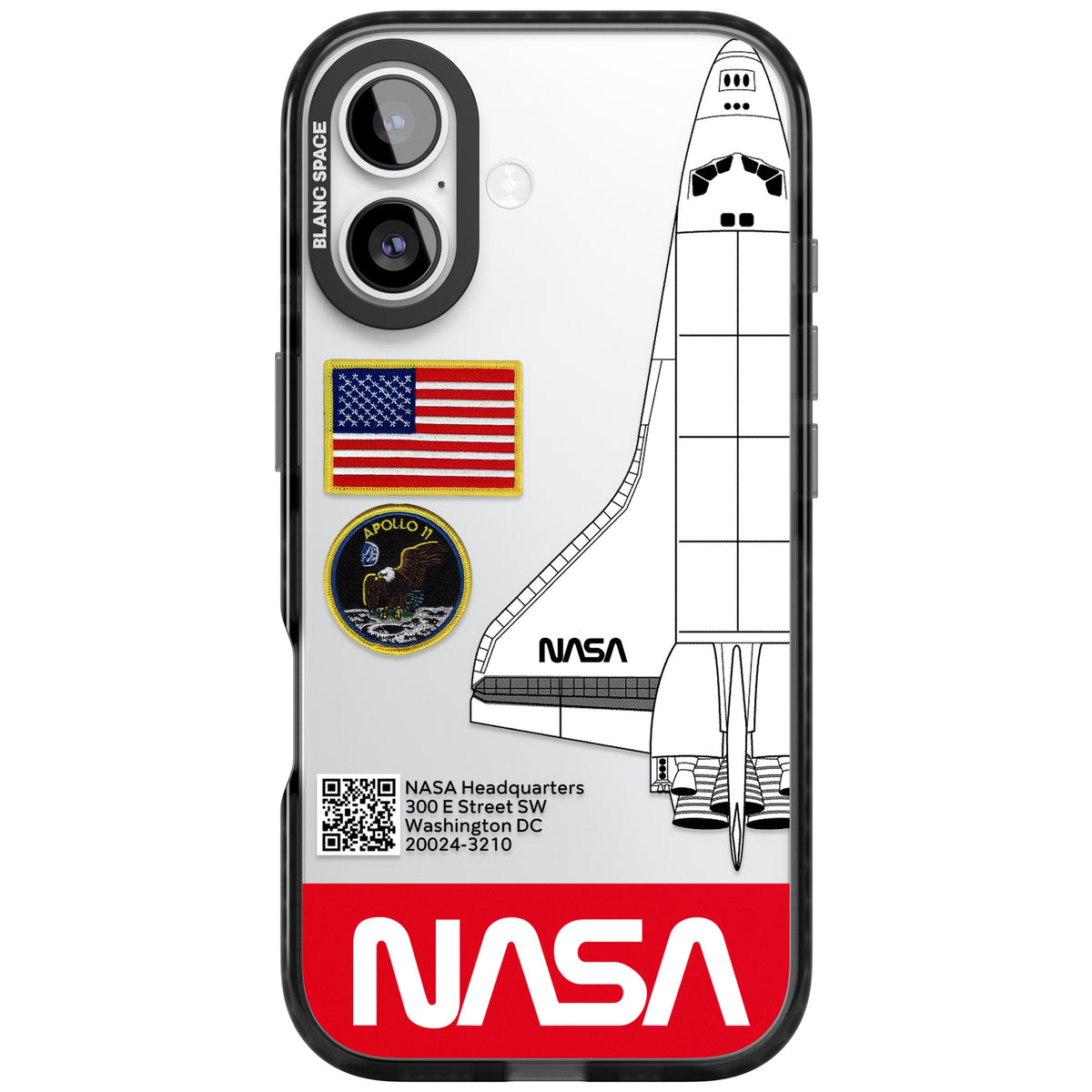 Nasa Apollo 11 iPhone 16 / iPhone 16 Plus / iPhone 17 Impact Black Phone Case front
