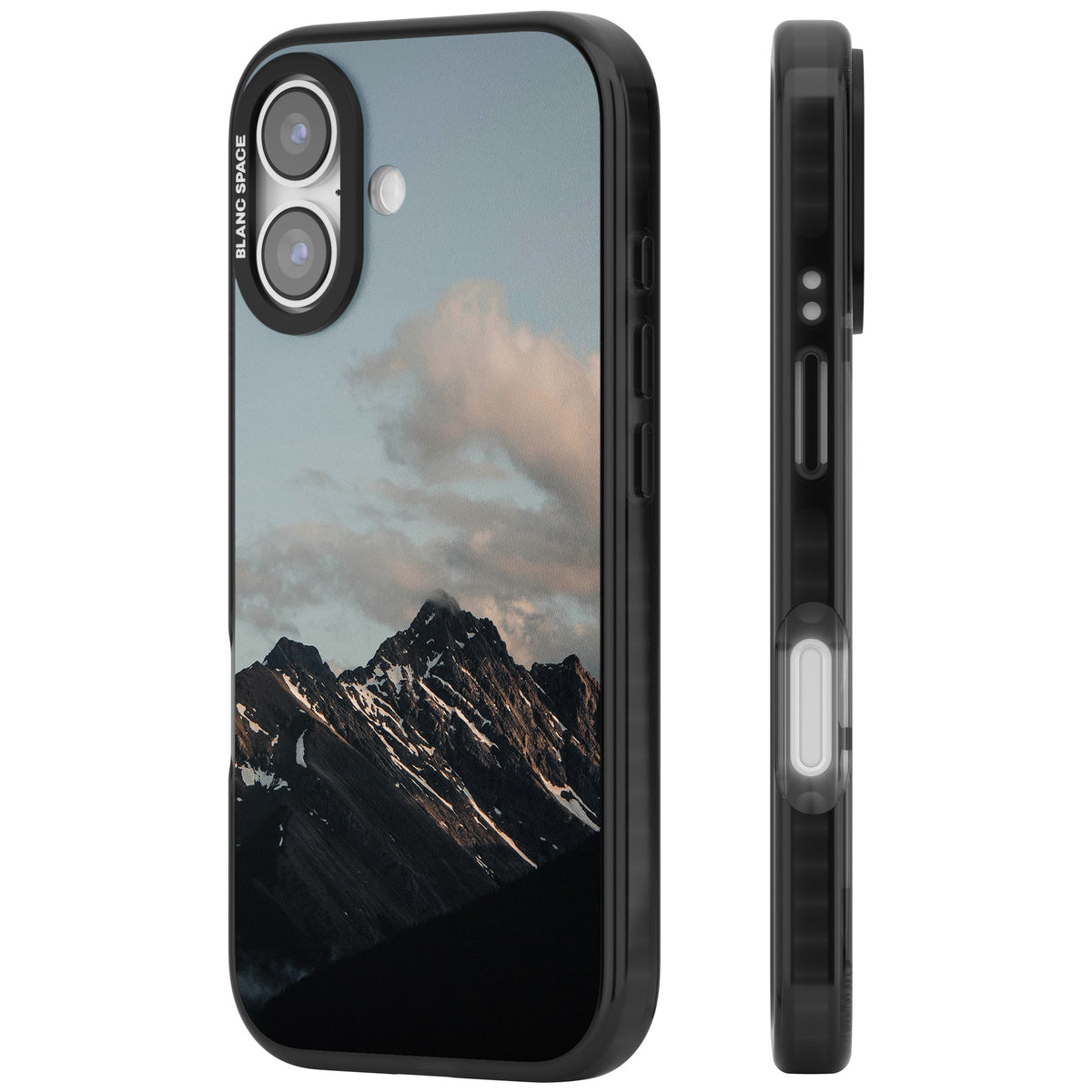 Twilight Mountain iPhone 16 / iPhone 16 Plus / iPhone 17 Impact Black Phone Case side