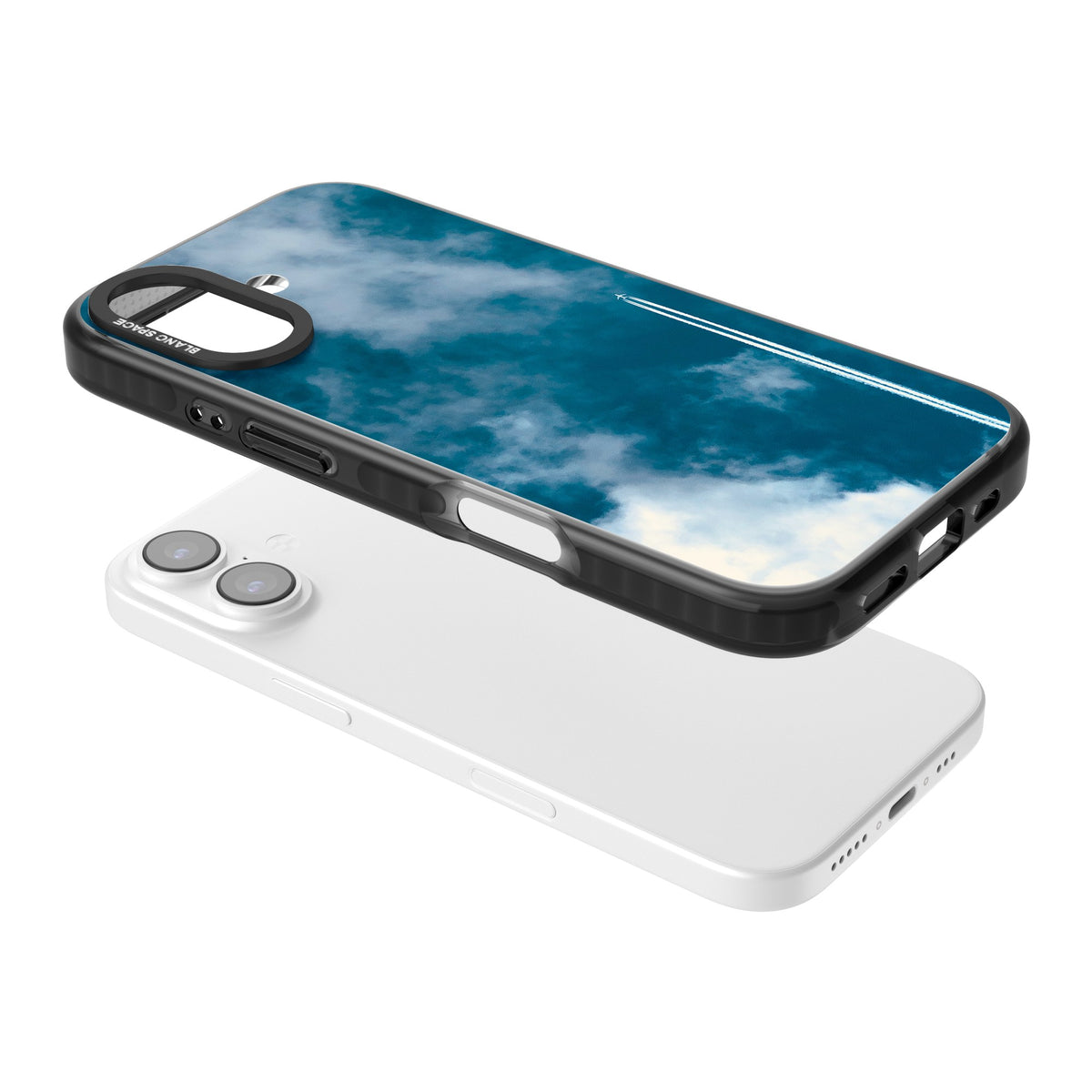 Sky Trail iPhone 16 / iPhone 16 Plus / iPhone 17 Impact Black Phone Case angled