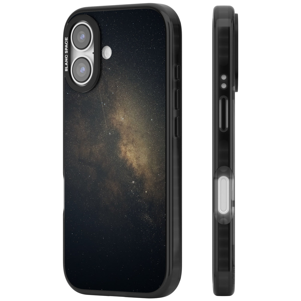 Cosmic Night Sky iPhone 16 / iPhone 16 Plus / iPhone 17 Impact Black Phone Case side