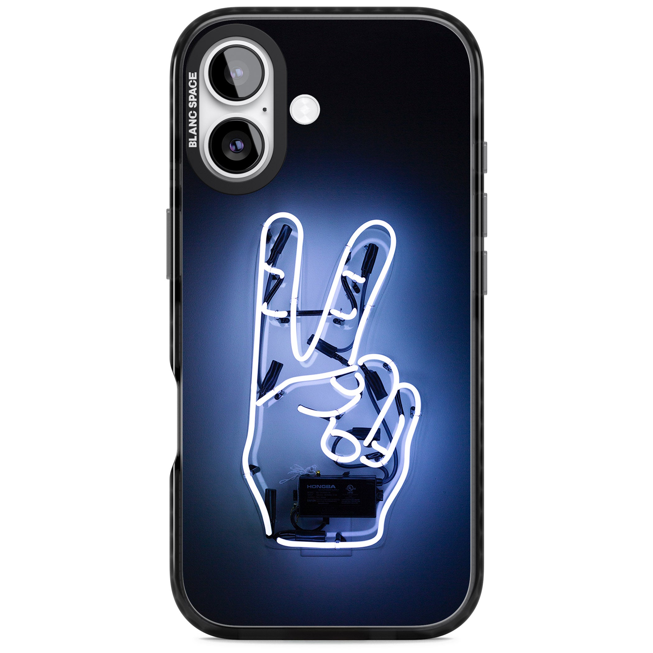 Neon Peace Sign iPhone 17 Impact Black Phone Case