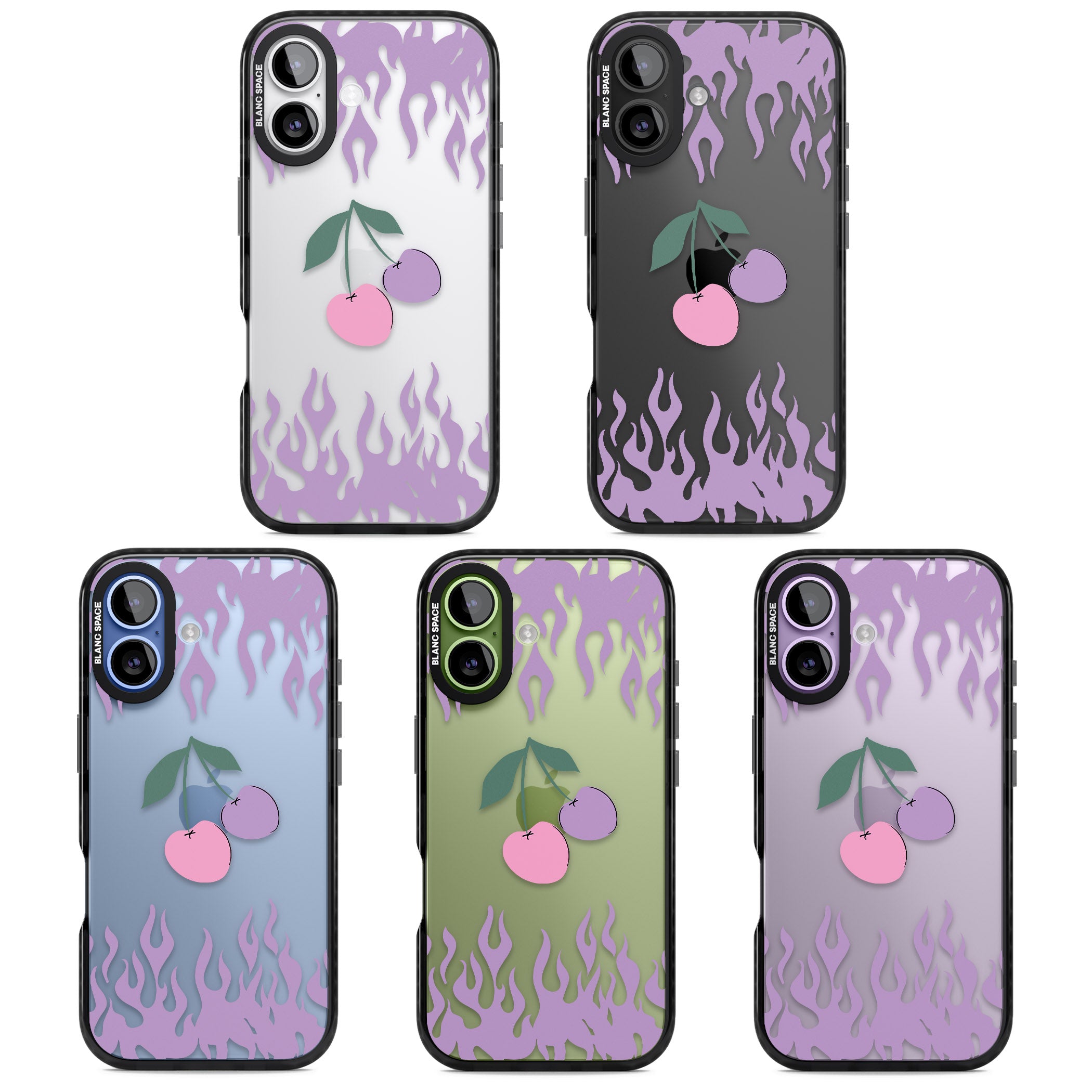 Cherries N' Flames iPhone 17 Impact Black Phone Case APT Impact Protection