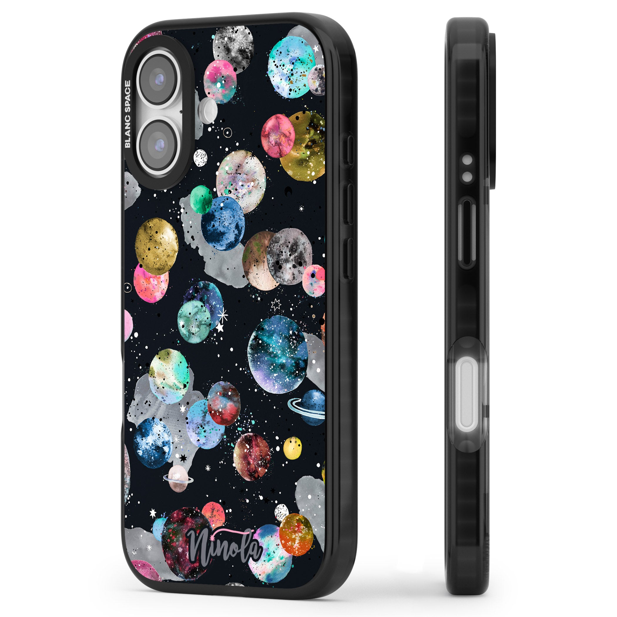 Cosmic Galaxy iPhone 17 Impact Black Phone Case Side Profile