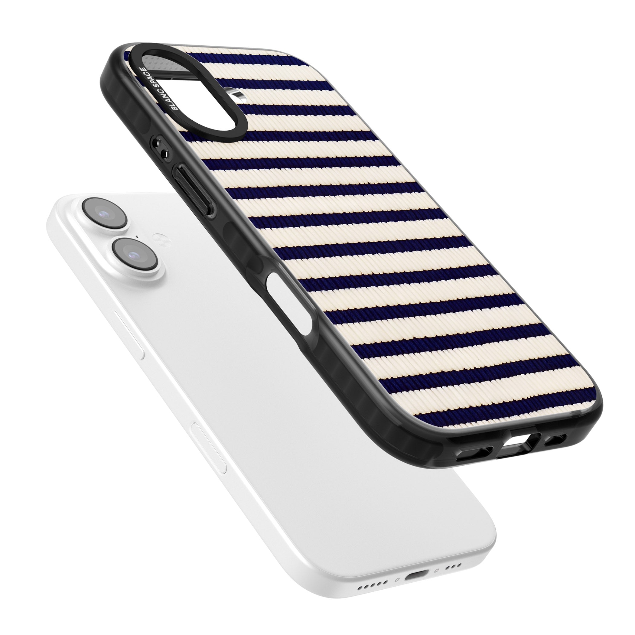 Navy & Cream Stripes iPhone 17 Impact Black Phone Case Colours