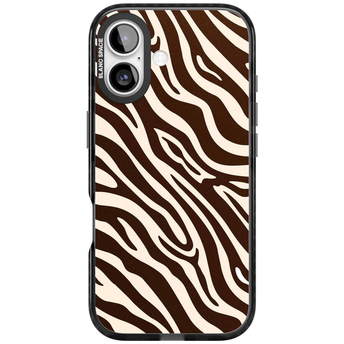 Mocha Zebra iPhone 16 / iPhone 16 Plus / iPhone 17 Impact Black Phone Case front