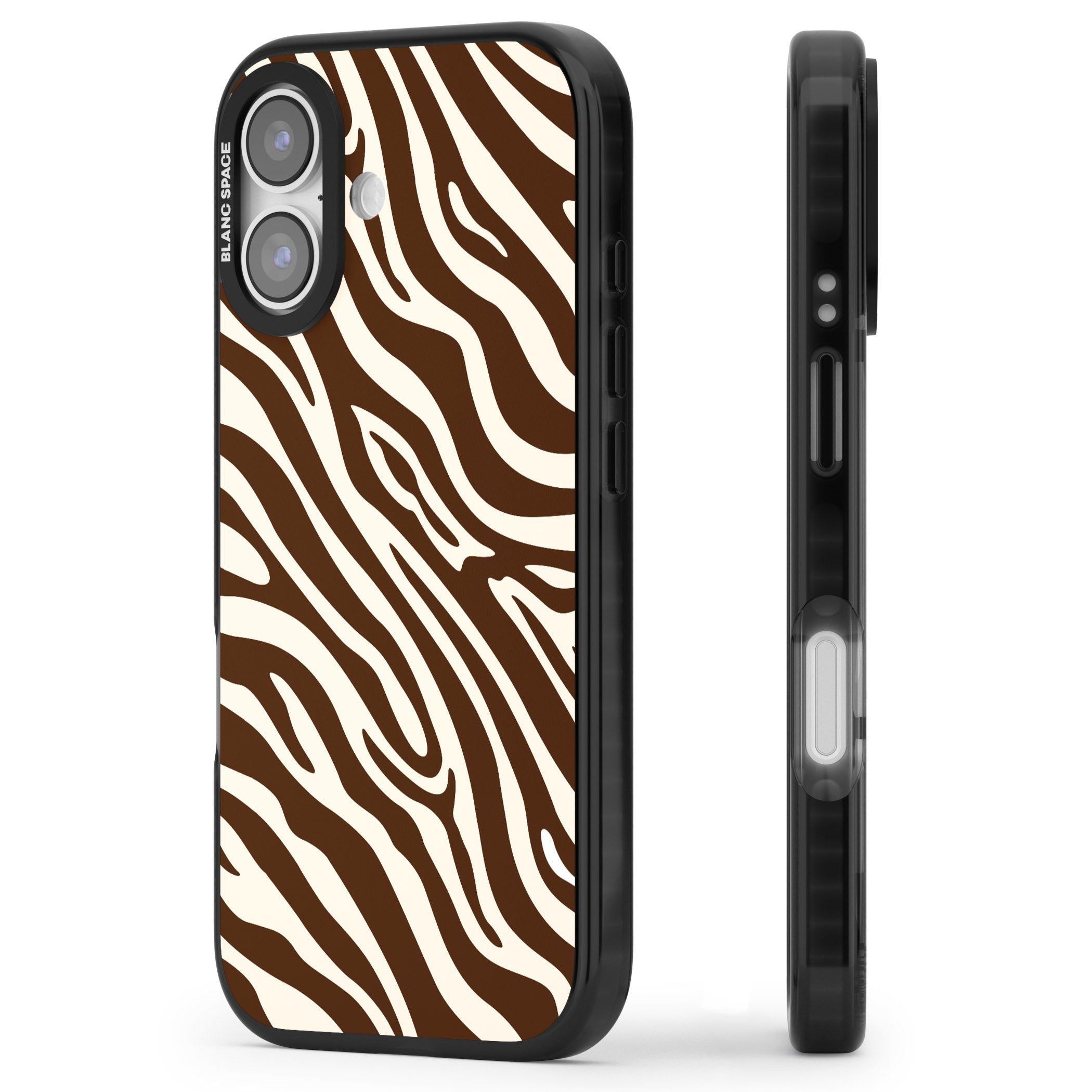 Brown & Cream Zebra iPhone 17 Impact Black Phone Case Side Profile
