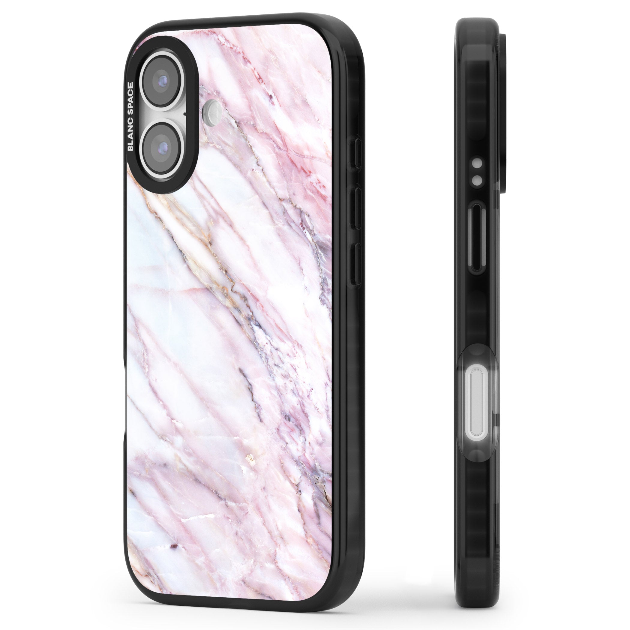Blush Marble Glow iPhone 17 Impact Black Phone Case Side Profile