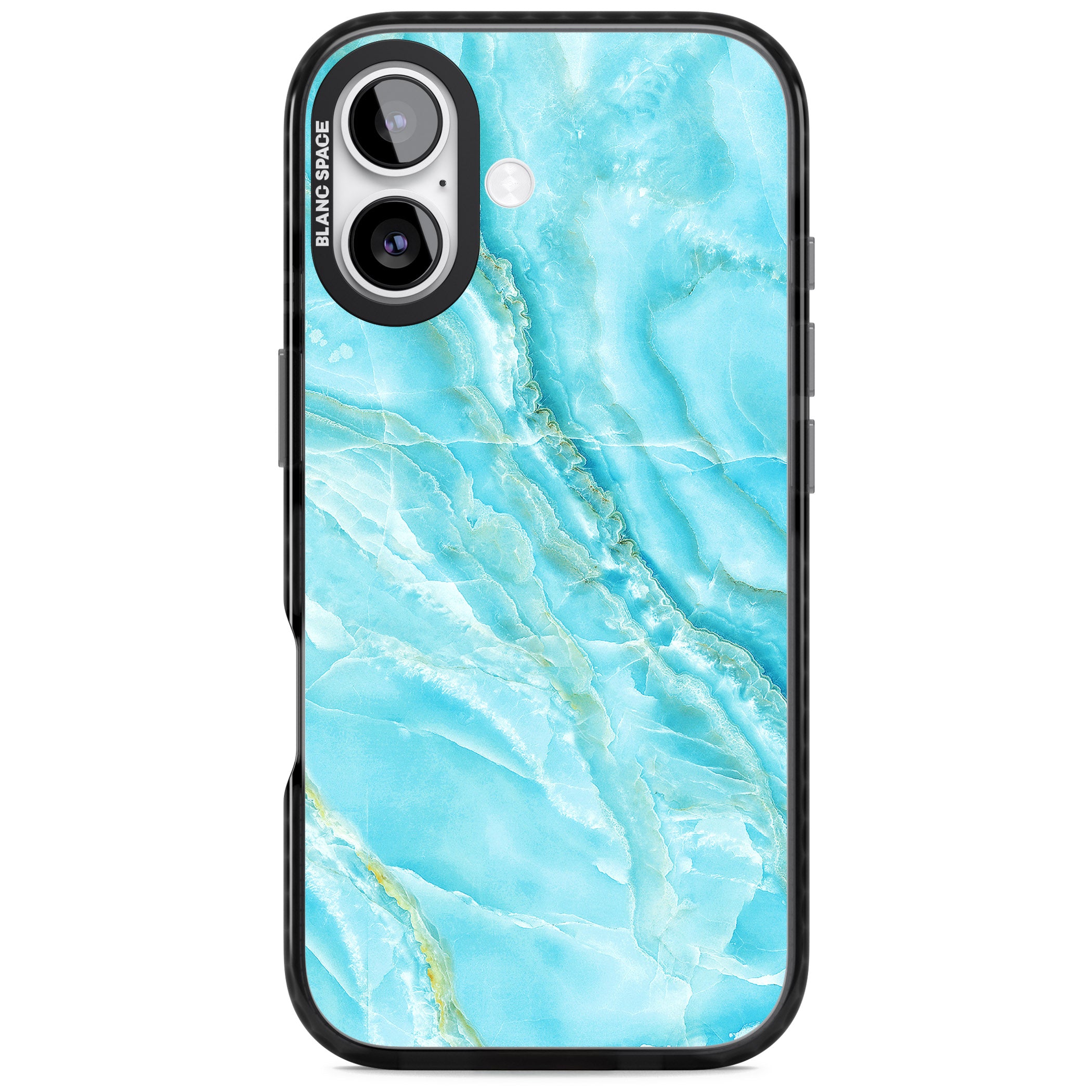 Blue Onyx Marble iPhone 17 Impact Black Phone Case