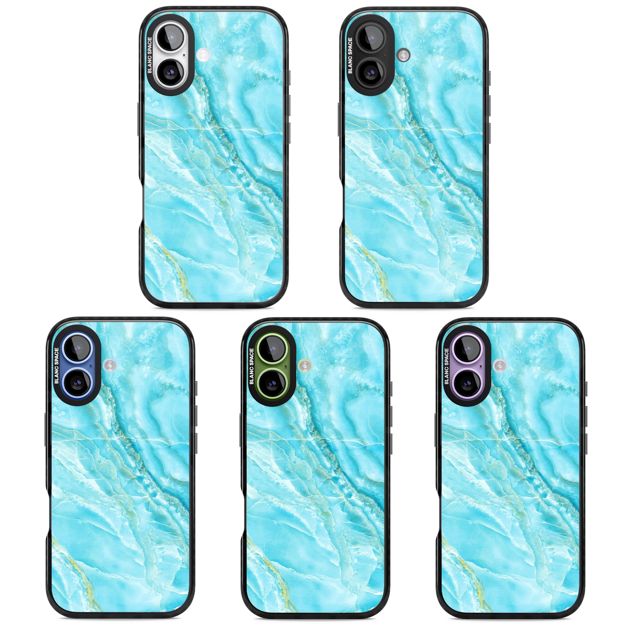 Blue Onyx Marble iPhone 17 Impact Black Phone Case APT Impact Protection