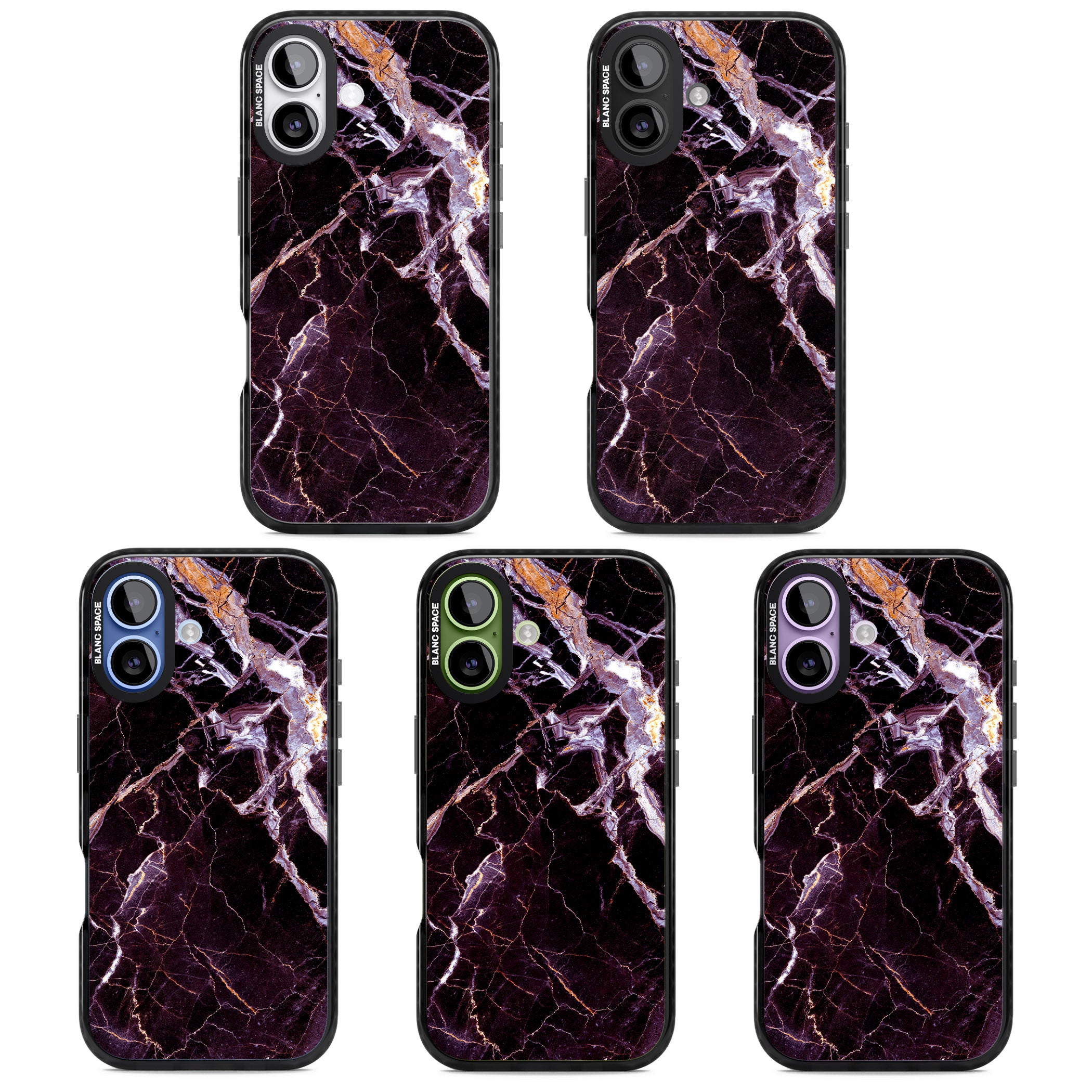 Violet Shatter Marble iPhone 17 Impact Black Phone Case APT Impact Protection