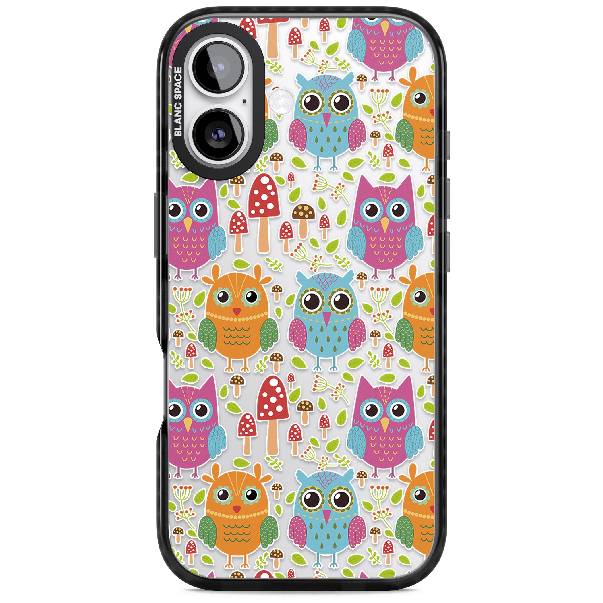Forrest Owl Clear Pattern iPhone 17 Impact Black Phone Case