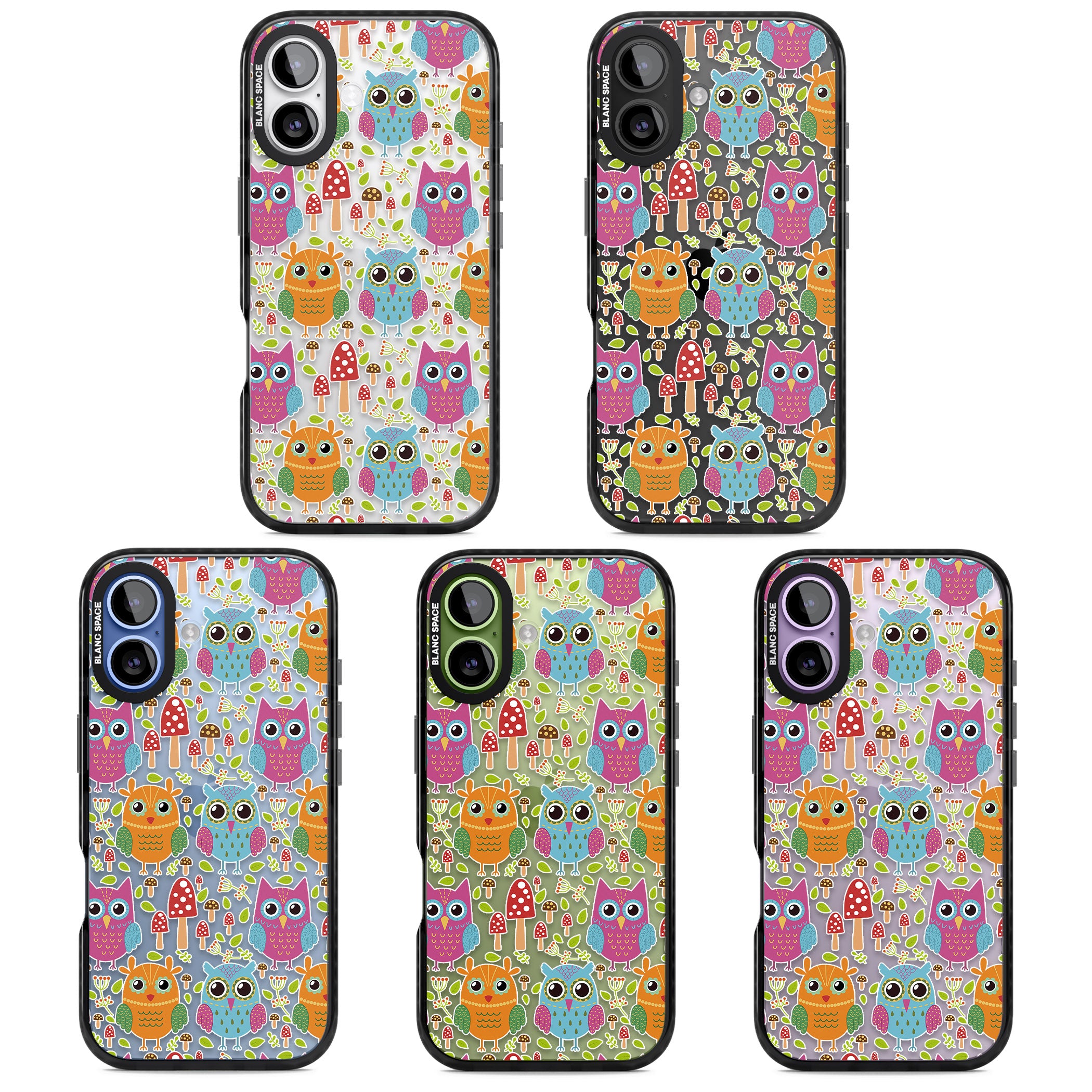 Forrest Owl Clear Pattern iPhone 17 Impact Black Phone Case APT Impact Protection