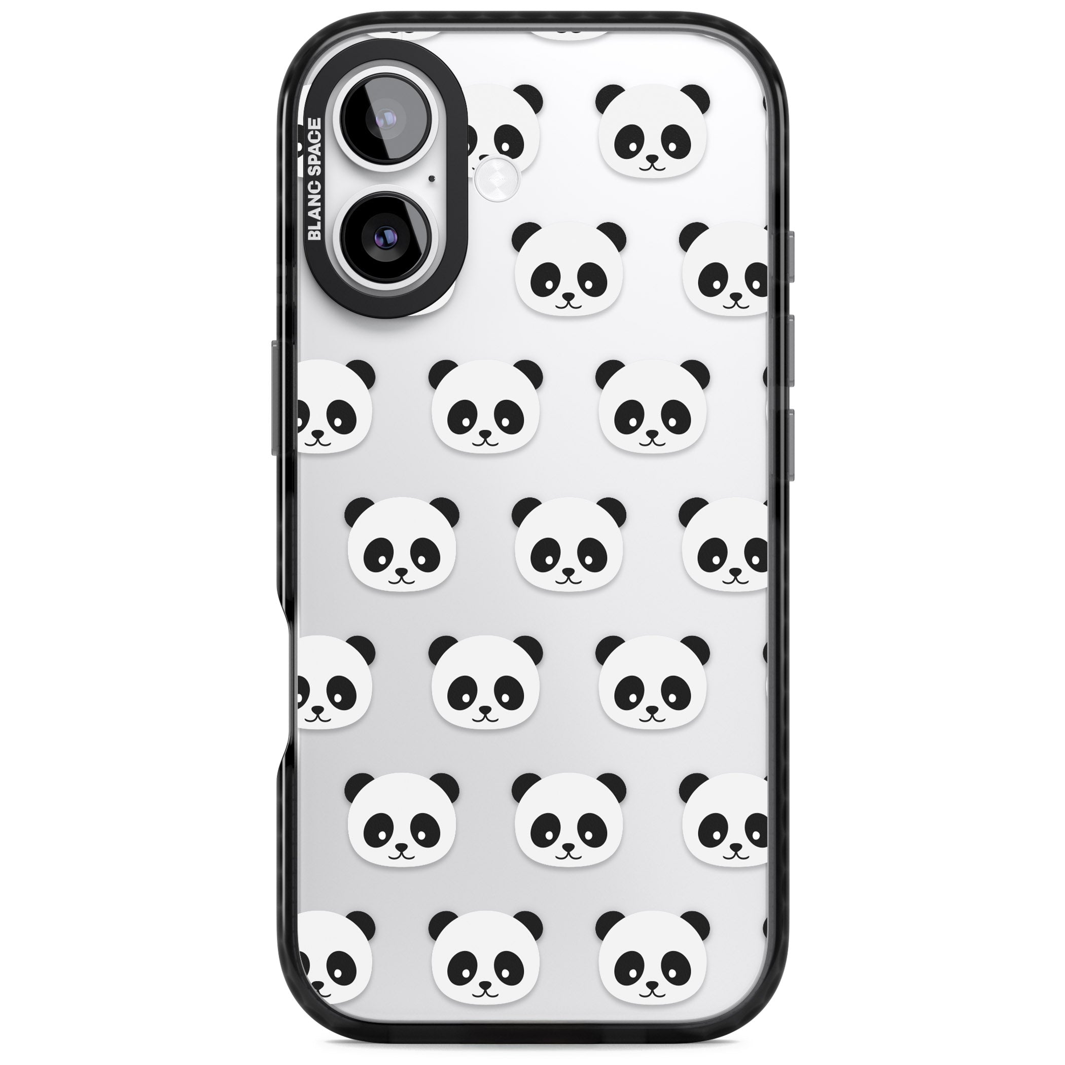 Panda Face Pattern iPhone 17 Impact Black Phone Case