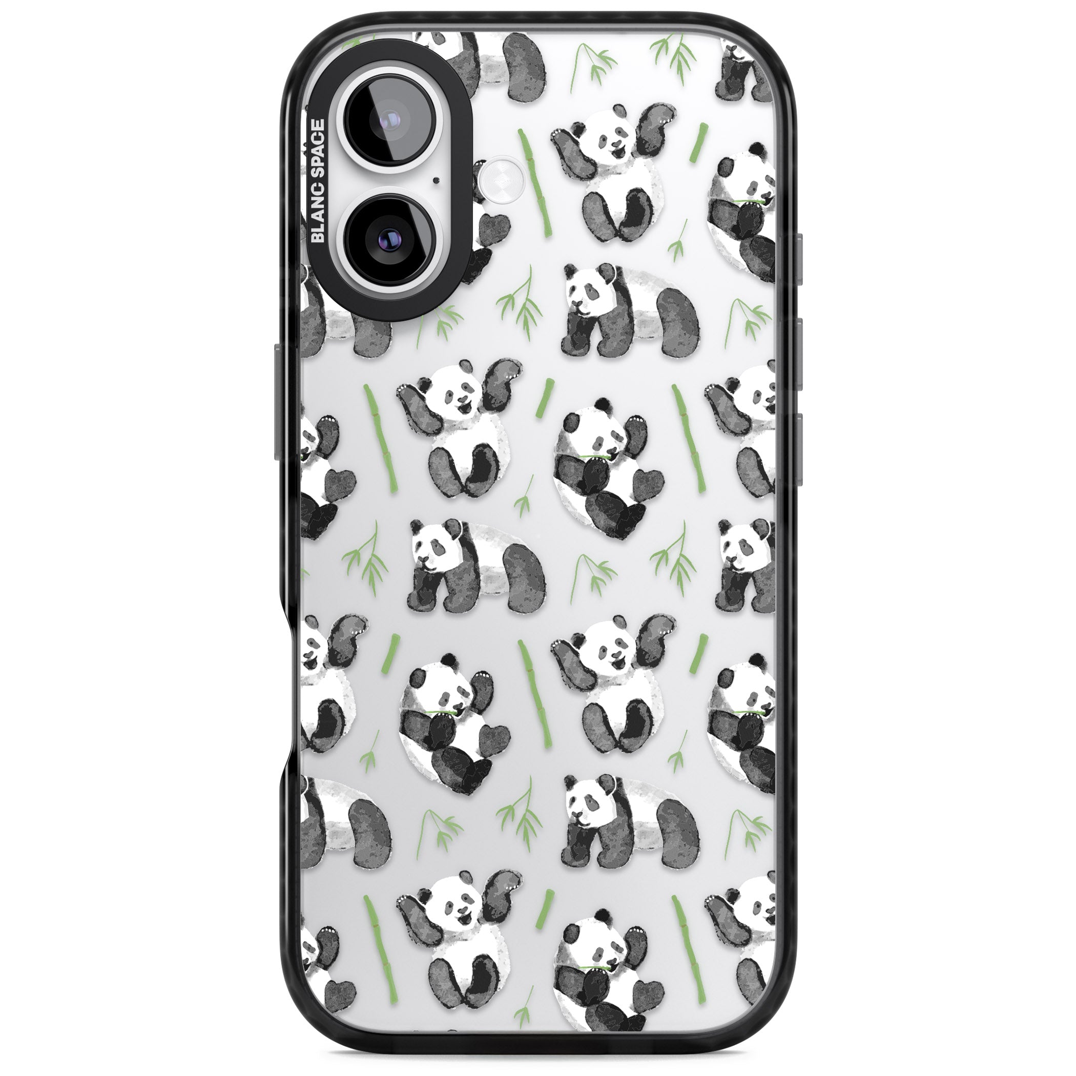 Watercolour Panda Pattern iPhone 17 Impact Black Phone Case