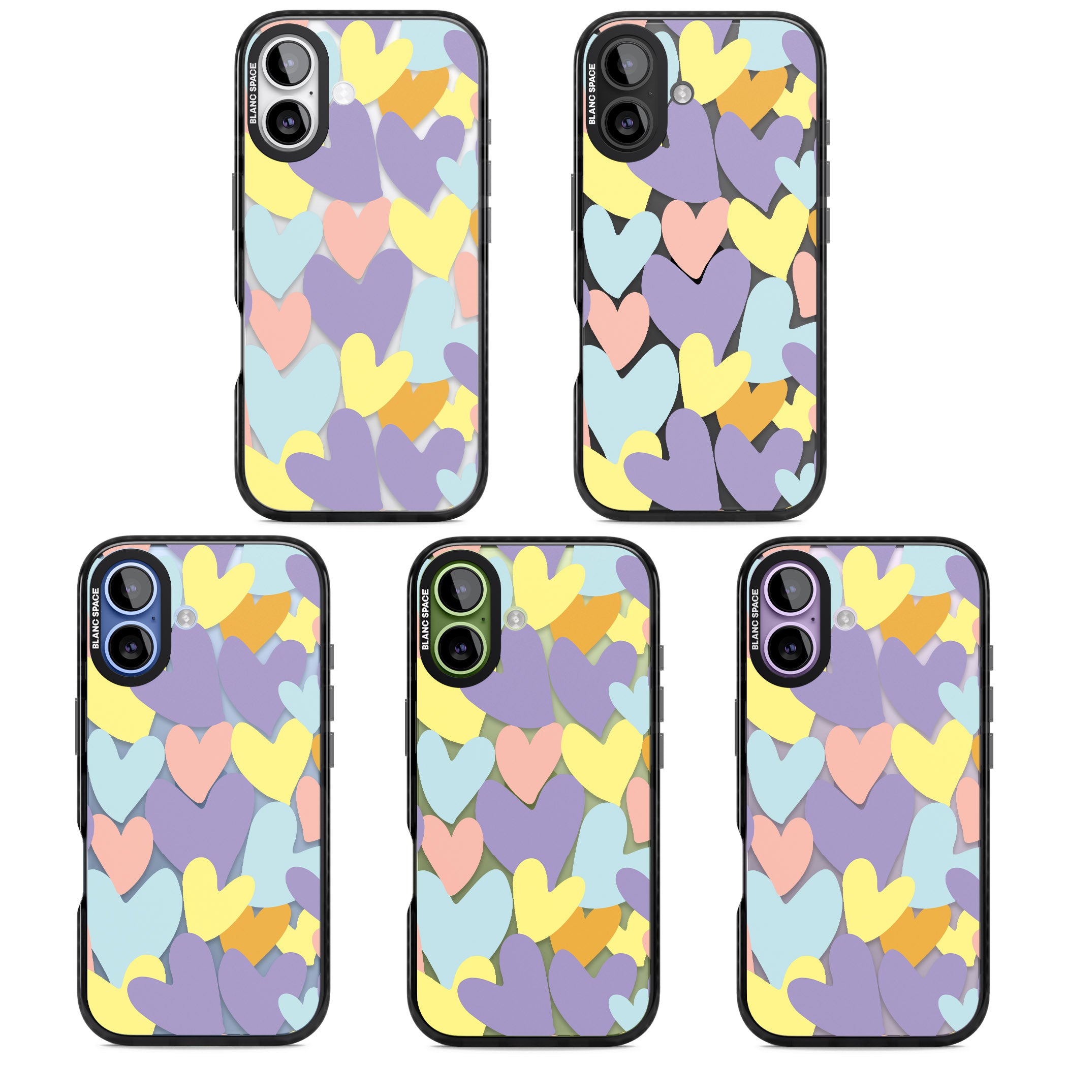 Pastel Hearts iPhone 17 Impact Black Phone Case APT Impact Protection
