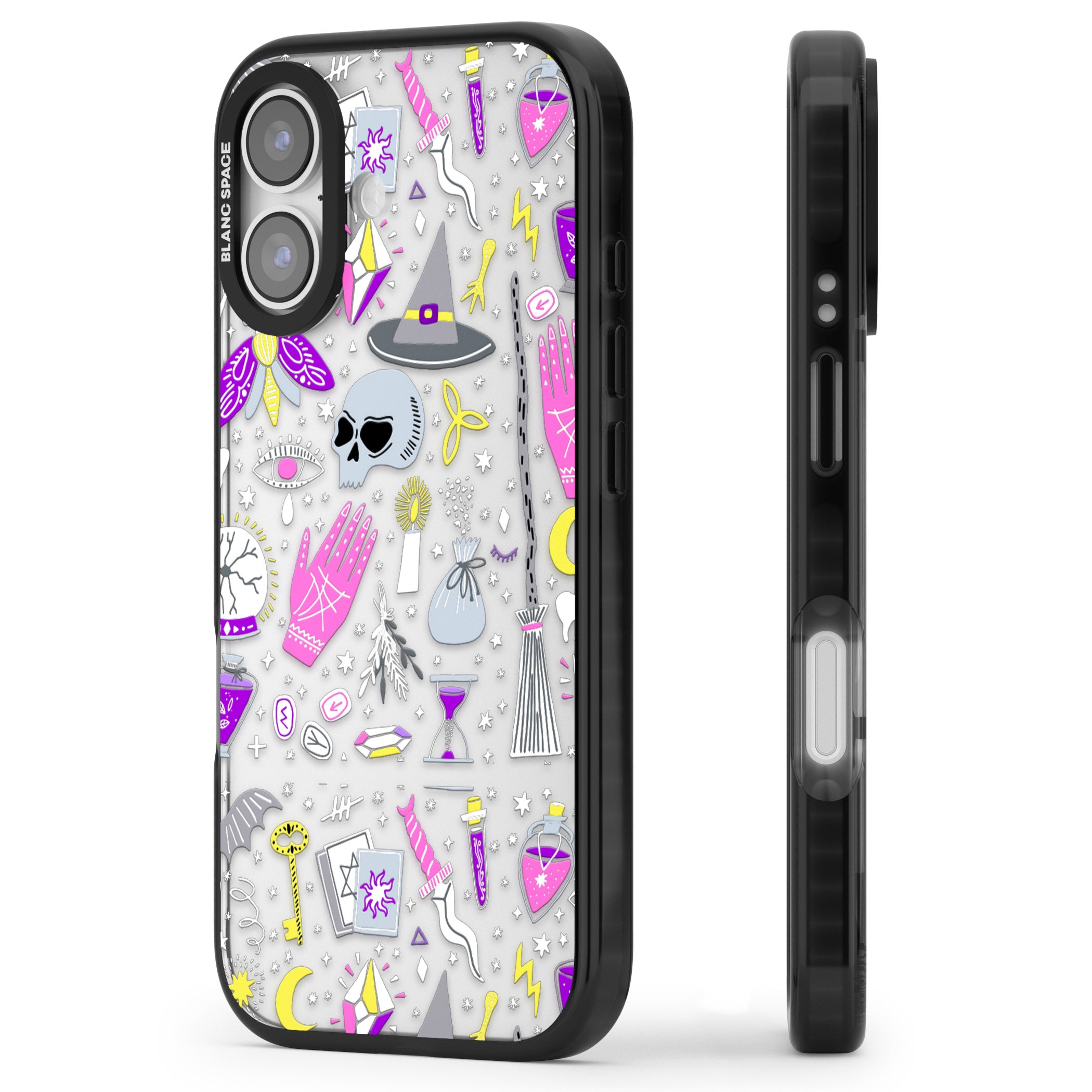 Black Magic Pattern iPhone 17 Impact Black Phone Case Side Profile