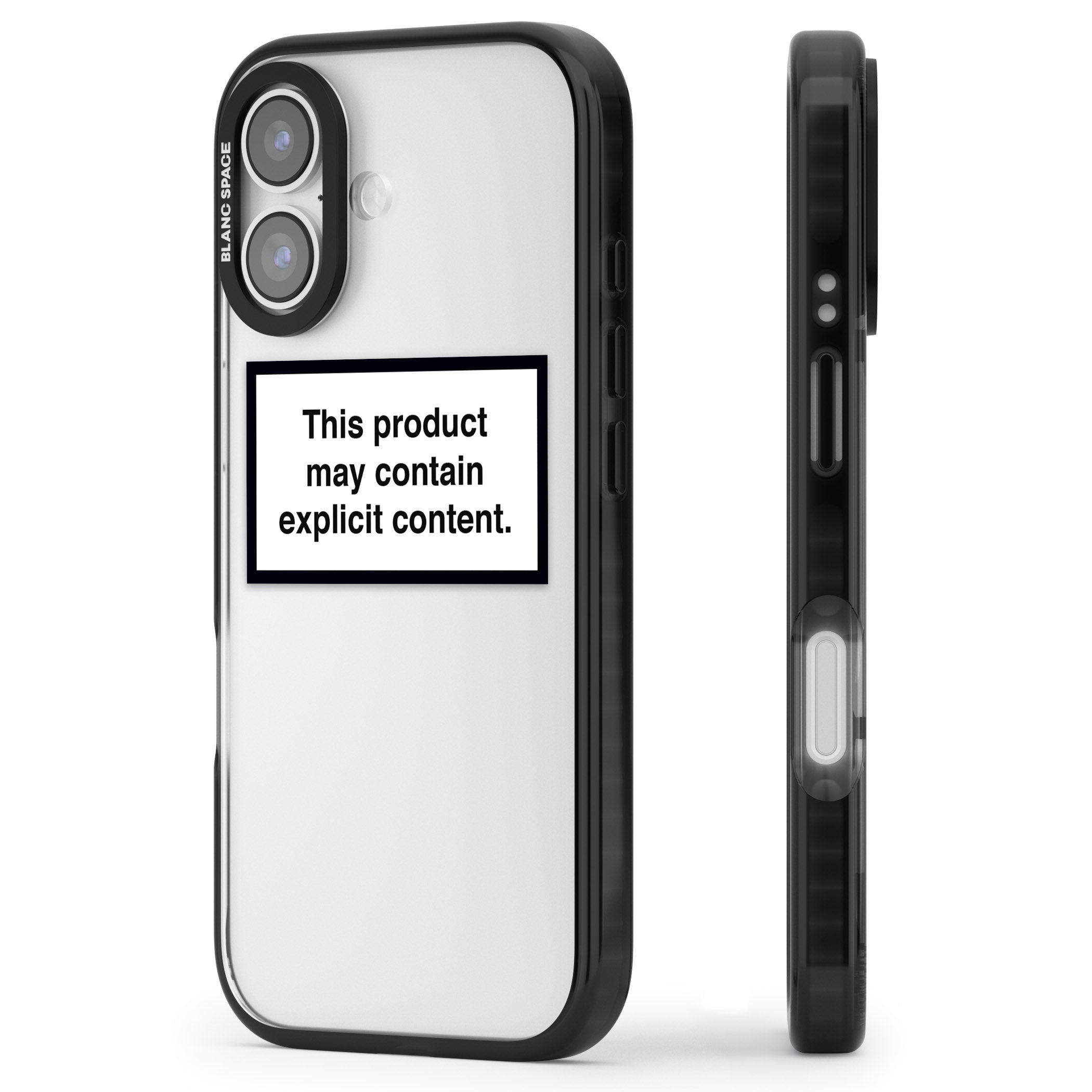 Contains Explicit Content iPhone 17 Impact Black Phone Case Side Profile
