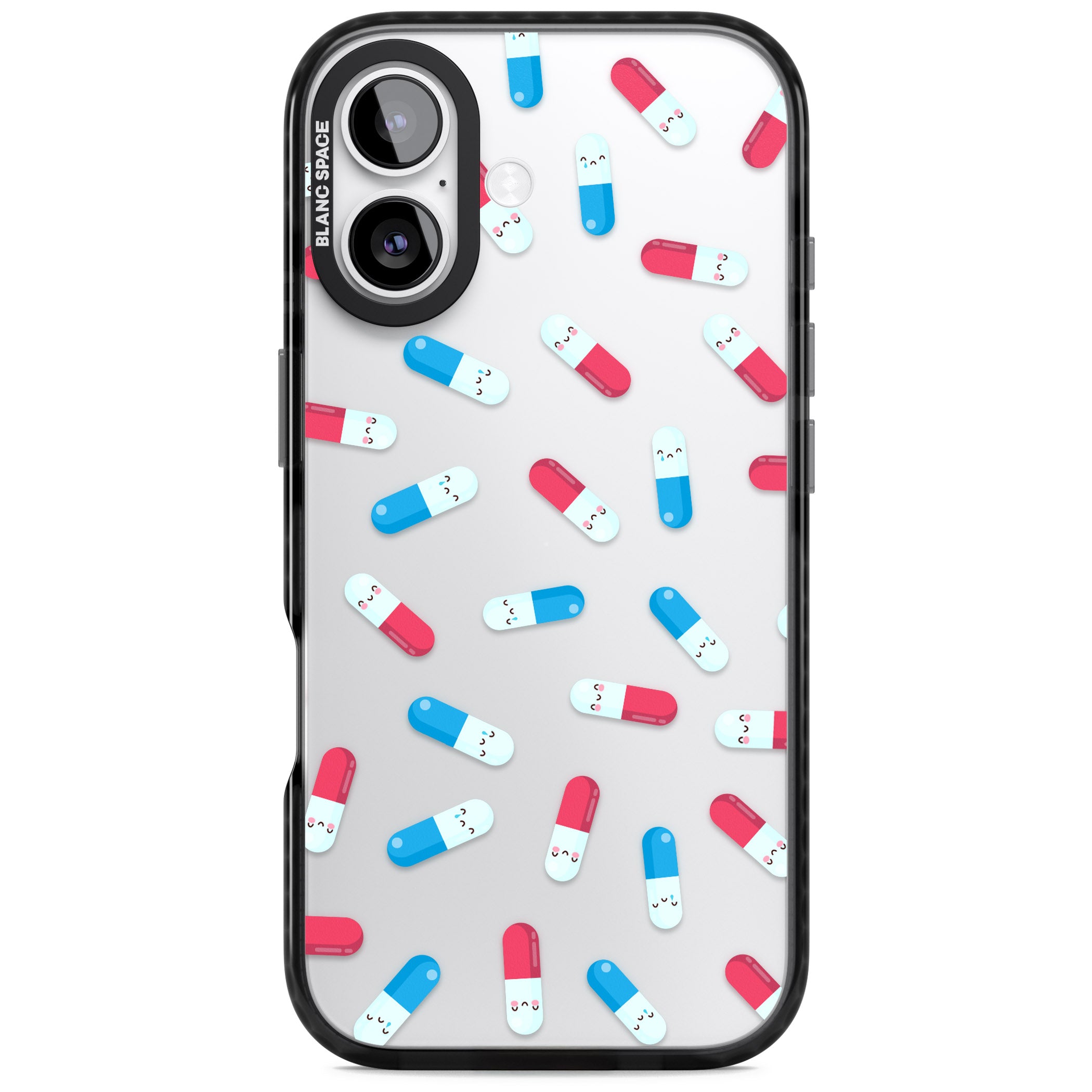 Kawaii Pill Pattern iPhone 17 Impact Black Phone Case