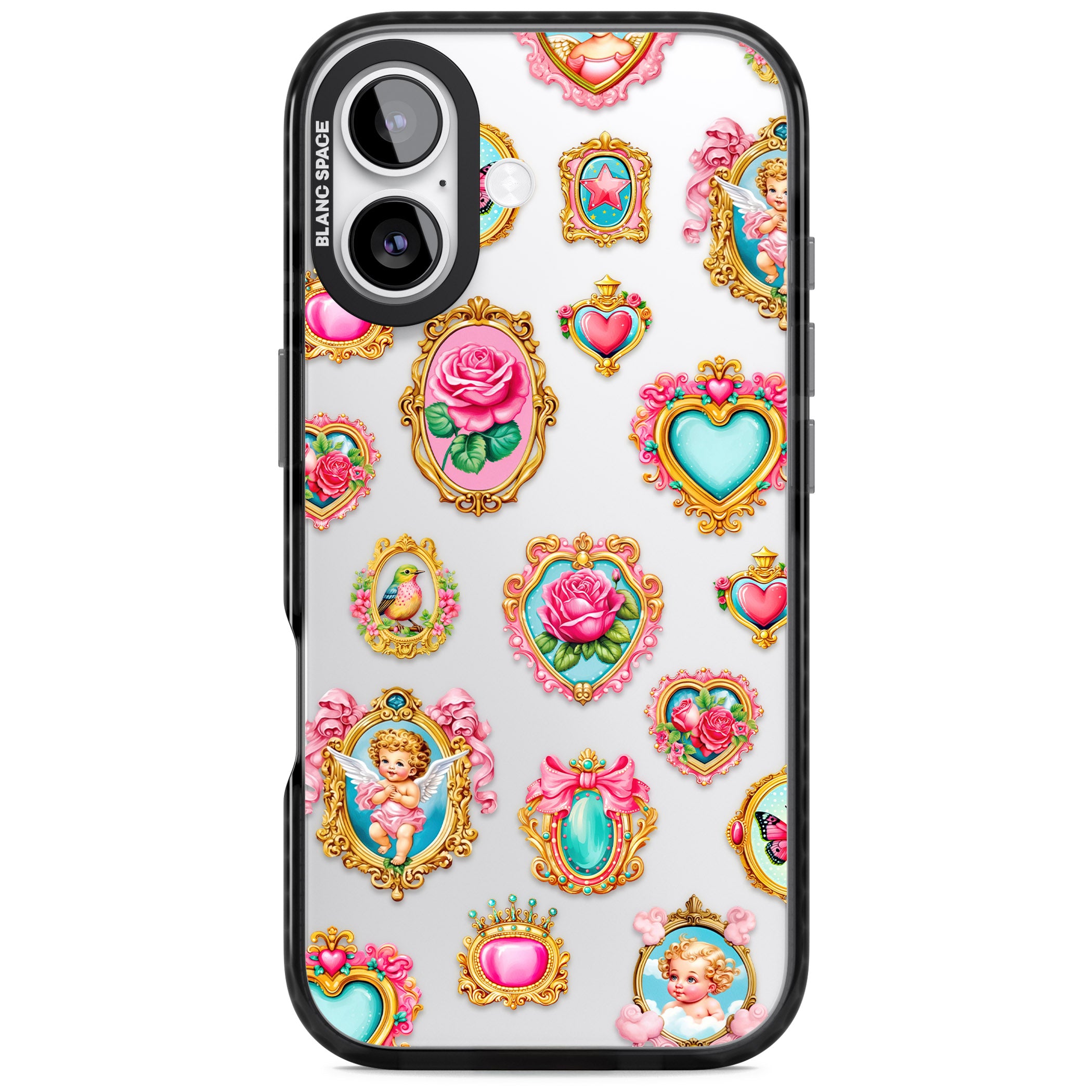 Angelcore Hearts Frames iPhone 17 Impact Black Phone Case