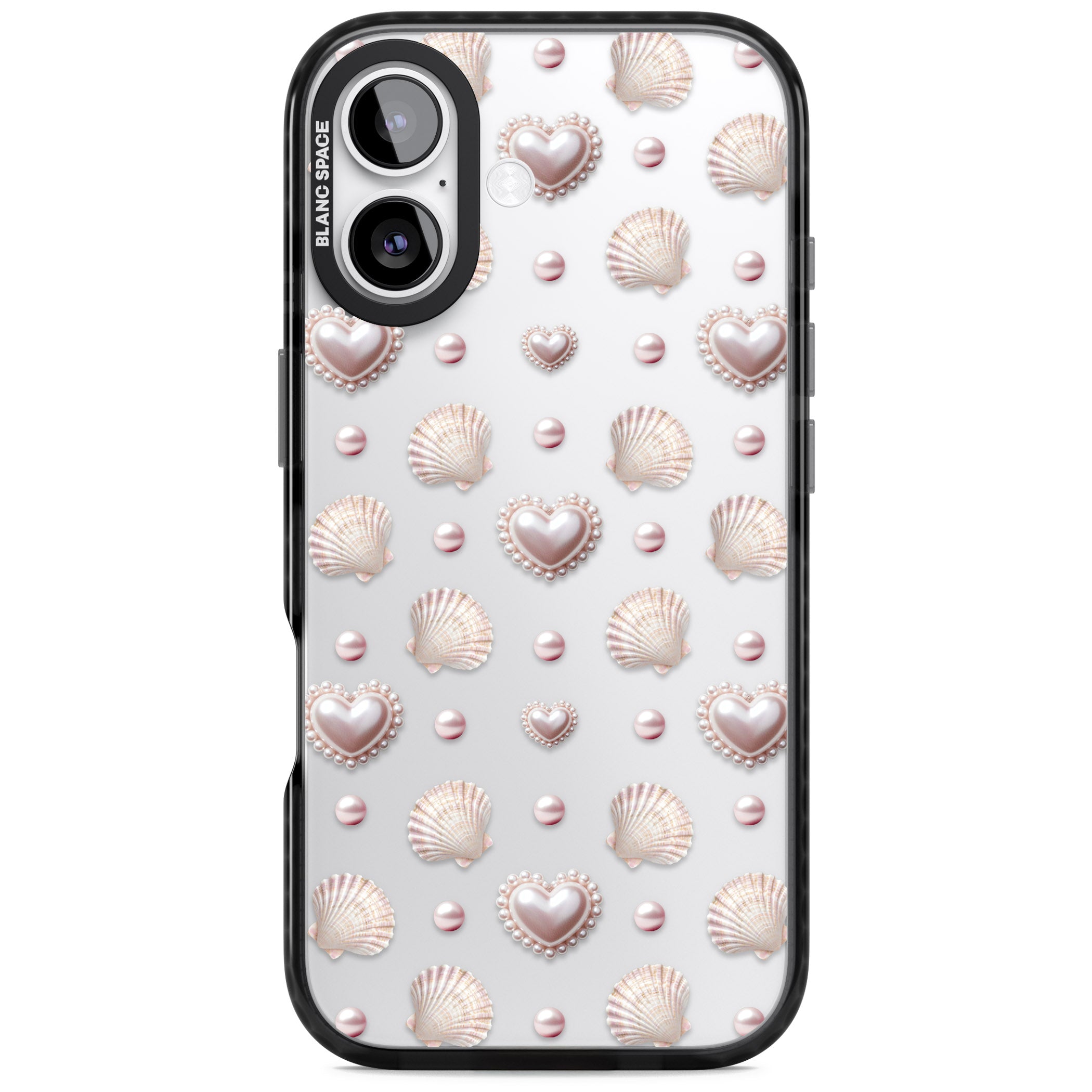 Pearl Hearts iPhone 17 Impact Black Phone Case