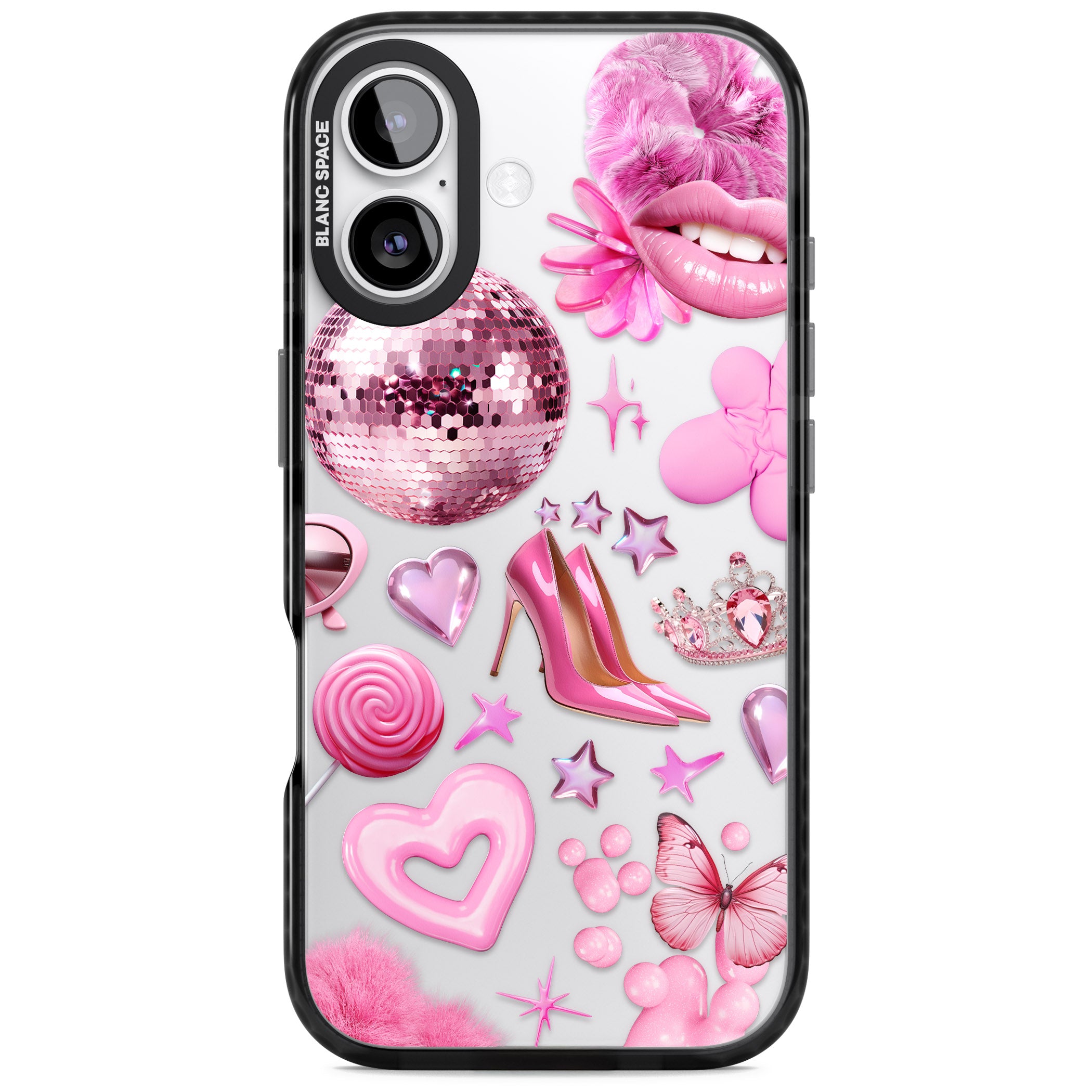 Pink Glam iPhone 17 Impact Black Phone Case