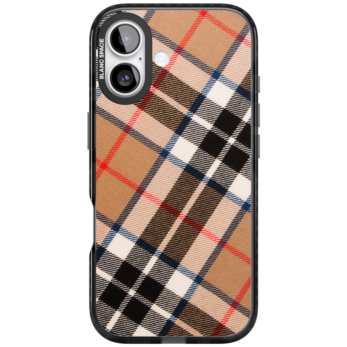 Haymarket Check iPhone 16 / iPhone 16 Plus / iPhone 17 Impact Black Phone Case front