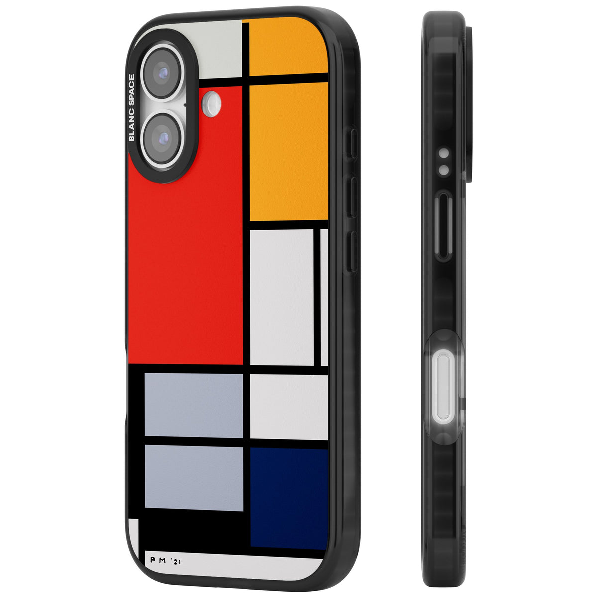 Piet Mondrian's Composition iPhone 16 / iPhone 16 Plus / iPhone 17 Impact Black Phone Case side