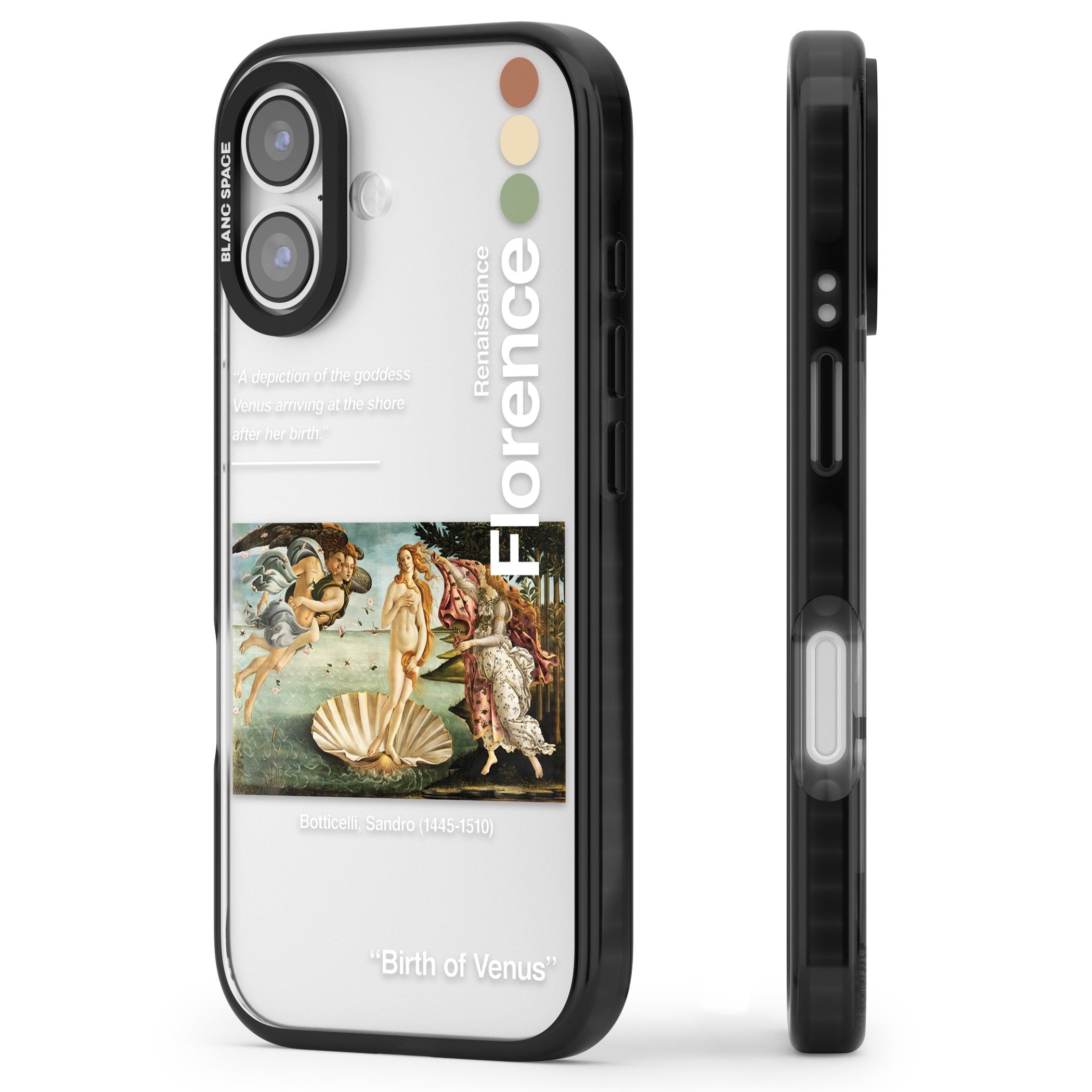 Birth Of Venus iPhone 17 Impact Black Phone Case Side Profile