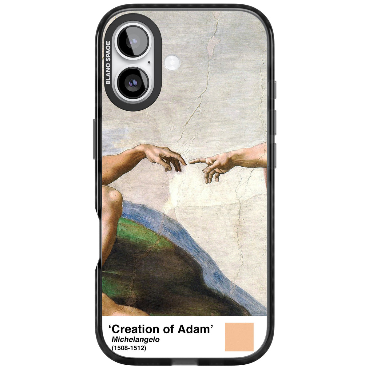 Creation Of Adam iPhone 16 / iPhone 16 Plus / iPhone 17 Impact Black Phone Case front