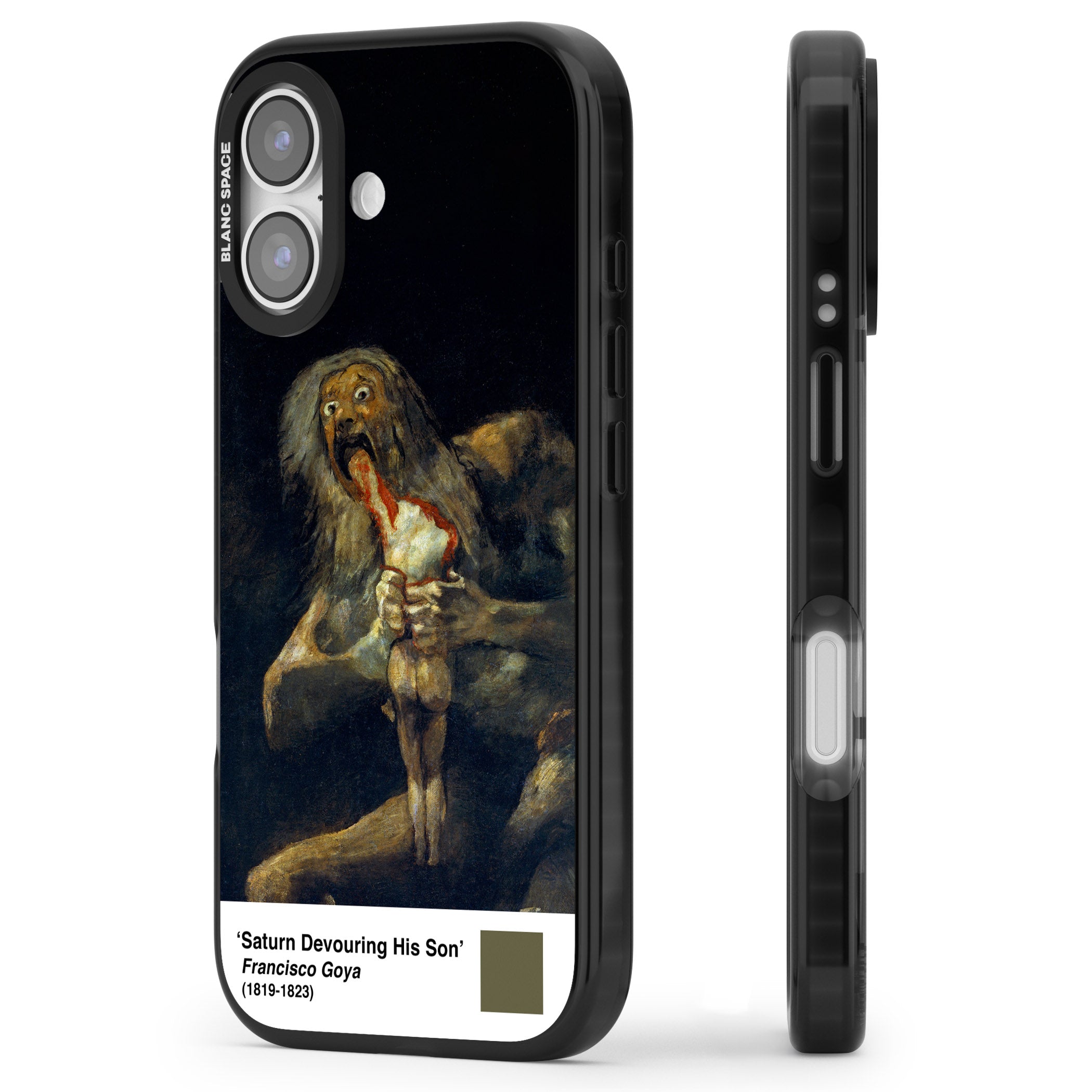 Saturn Devouring His Son iPhone 17 Impact Black Phone Case Side Profile