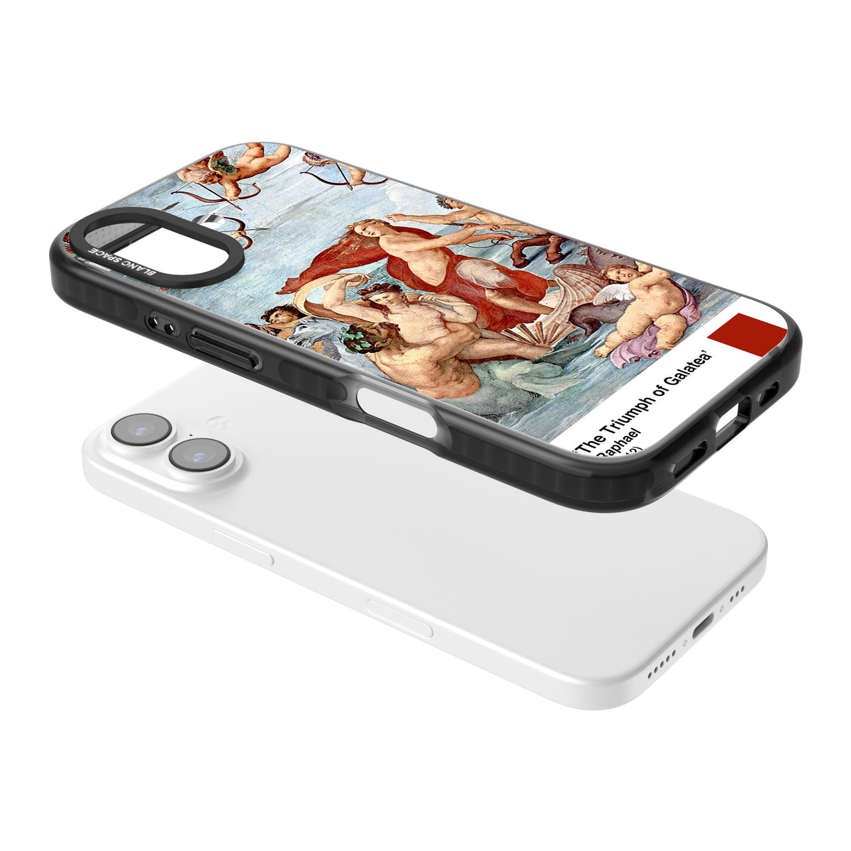 The Triumph Of Galatea iPhone 16 / iPhone 16 Plus / iPhone 17 Impact Black Phone Case angled