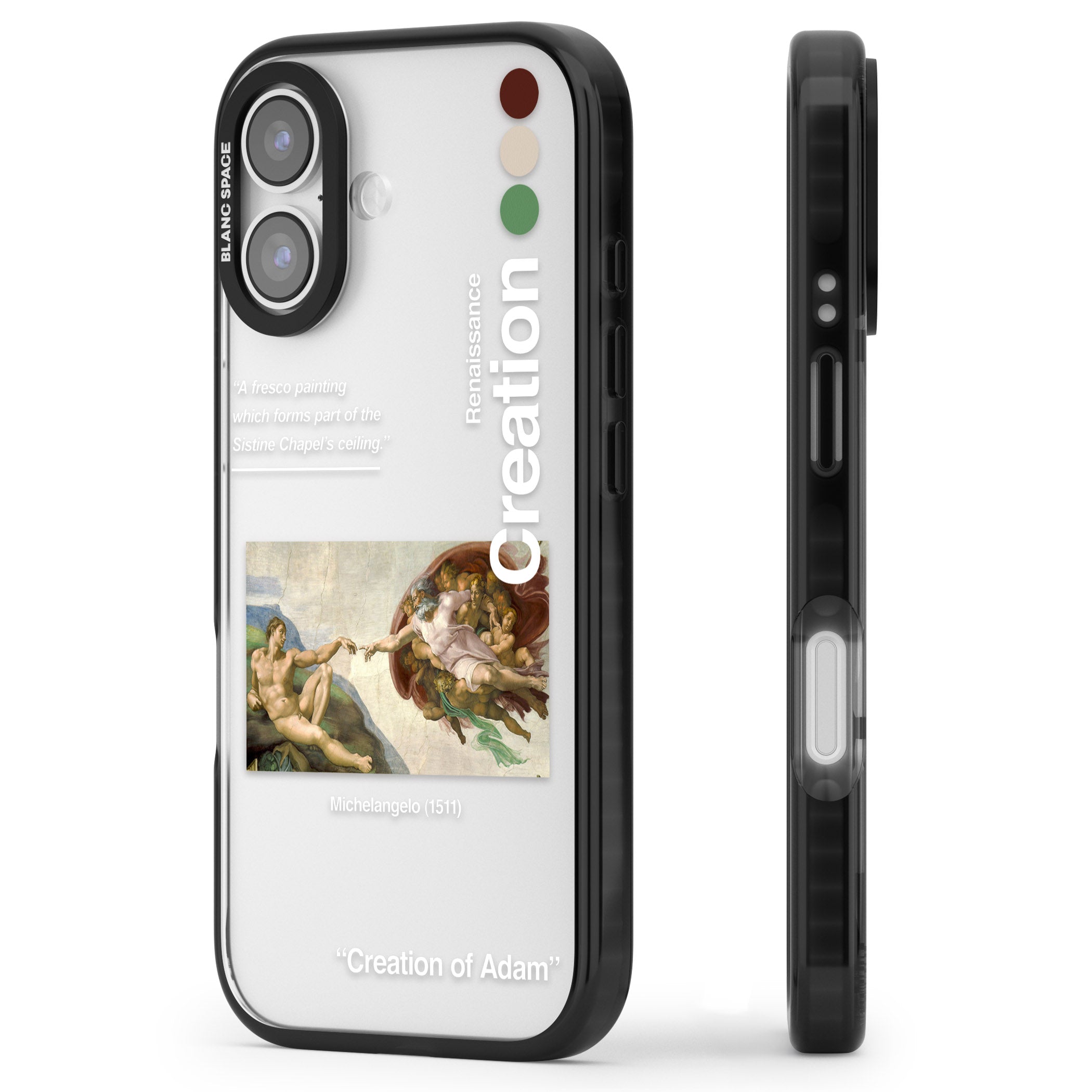 Creation Of Adam Michelangelo iPhone 17 Impact Black Phone Case Side Profile