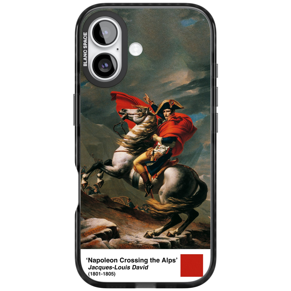 Napoleon Crossing The Alps iPhone 16 / iPhone 16 Plus / iPhone 17 Impact Black Phone Case front