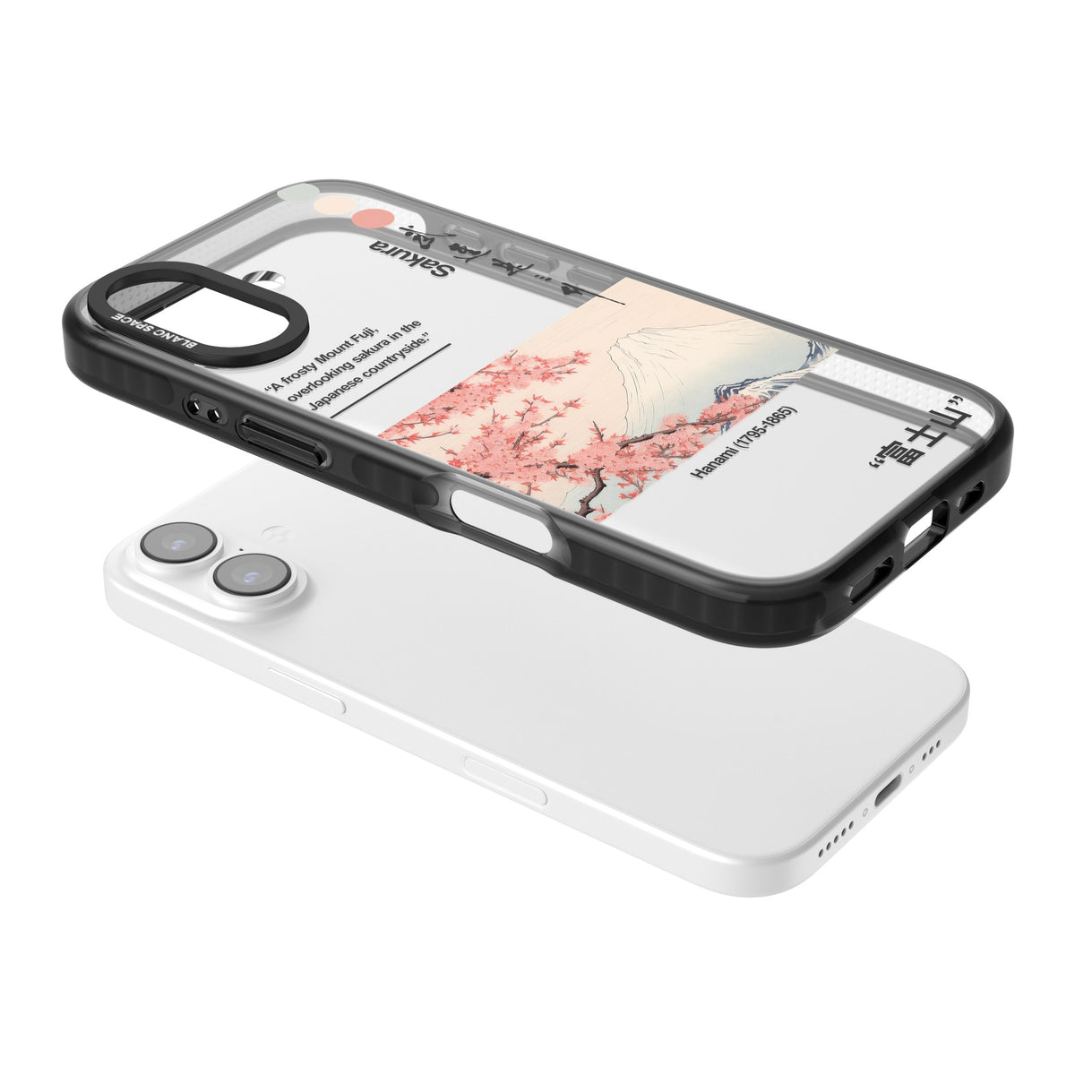 Hanami iPhone 16 / iPhone 16 Plus / iPhone 17 Impact Black Phone Case angled