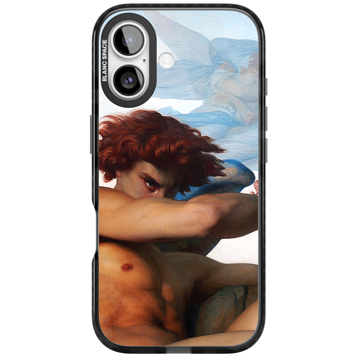 The Fallen Angel iPhone 16 / iPhone 16 Plus / iPhone 17 Impact Black Phone Case front