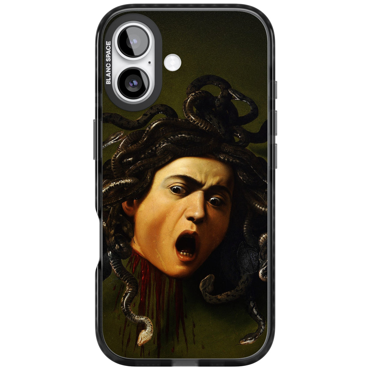 Head of Medusa iPhone 16 / iPhone 16 Plus / iPhone 17 Impact Black Phone Case front