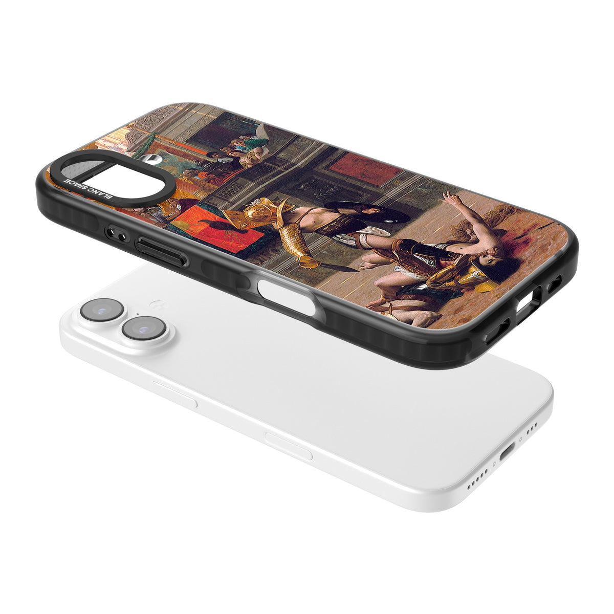 Pollice Verso iPhone 16 / iPhone 16 Plus / iPhone 17 Impact Black Phone Case angled