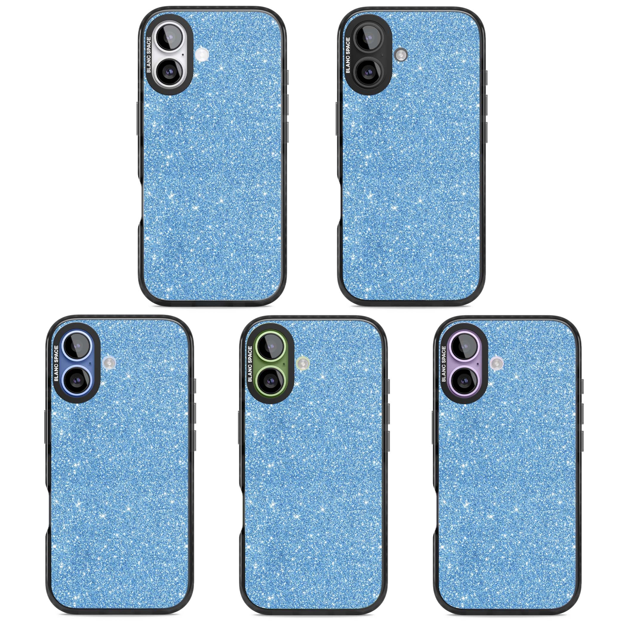 Blue Glitter blue glitter iPhone case featuring dense sparkling cerulean glitter with a glamorous shimmering finish | Clear Impact case for iPhone 17