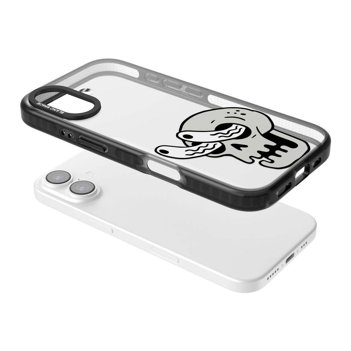 Skull Eyes iPhone 16 / iPhone 16 Plus / iPhone 17 Impact Black Phone Case angled