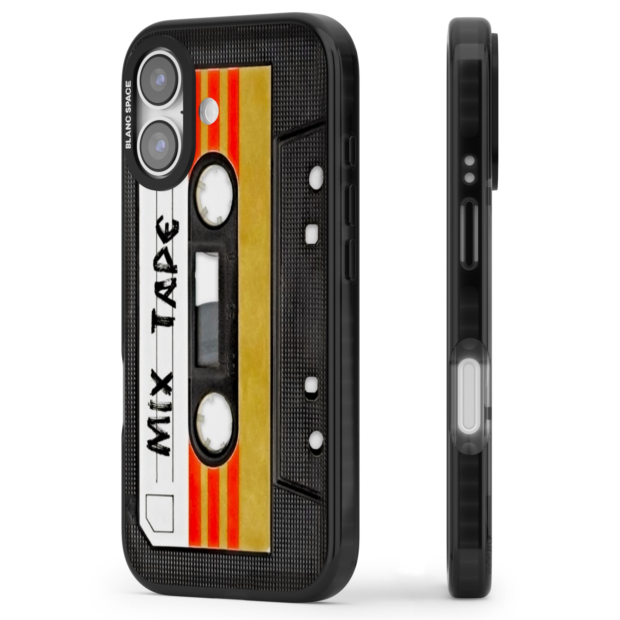 Retro Mix Tape iPhone 17 Impact Black Phone Case Side Profile