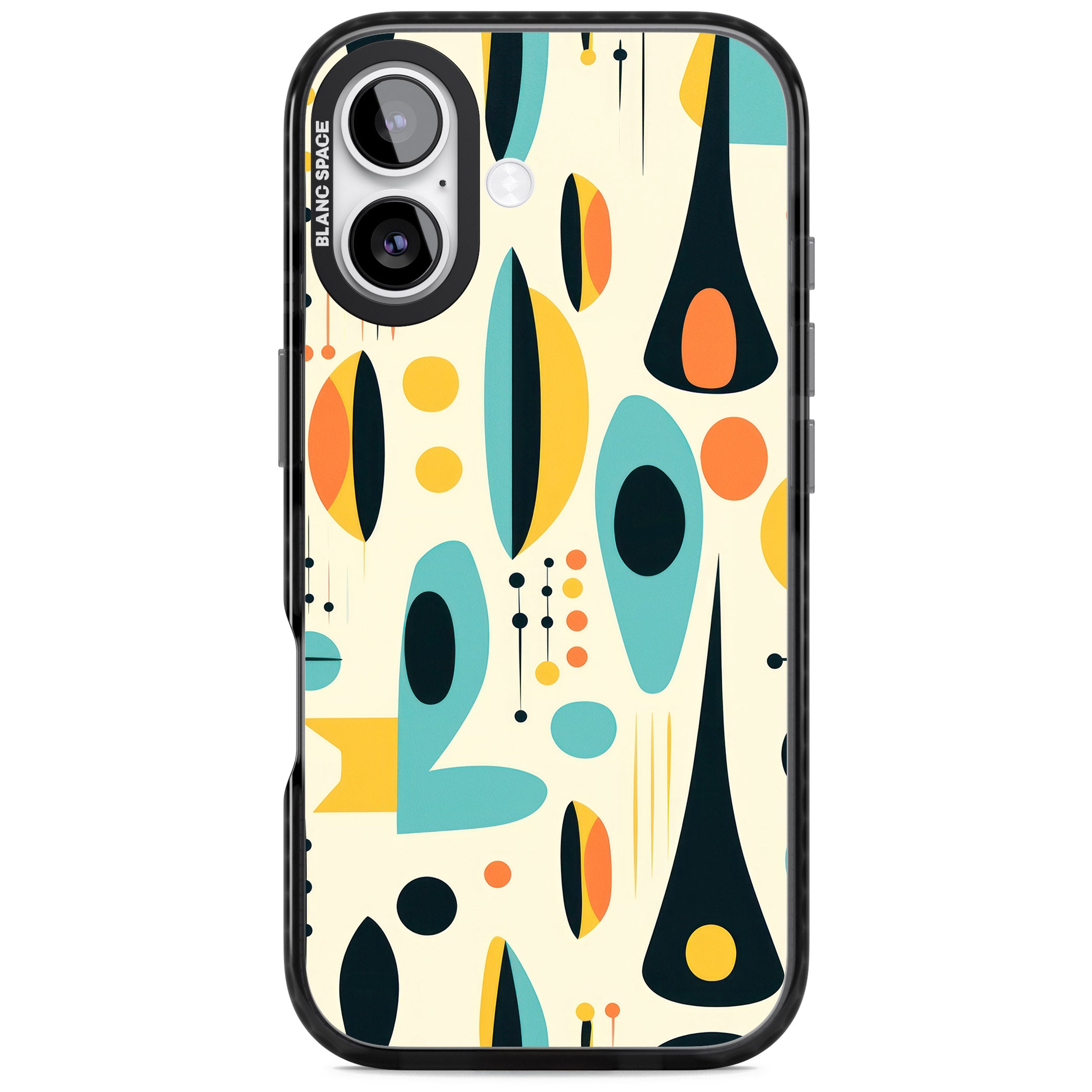 Mid Century Atomic Pattern iPhone 17 Impact Black Phone Case