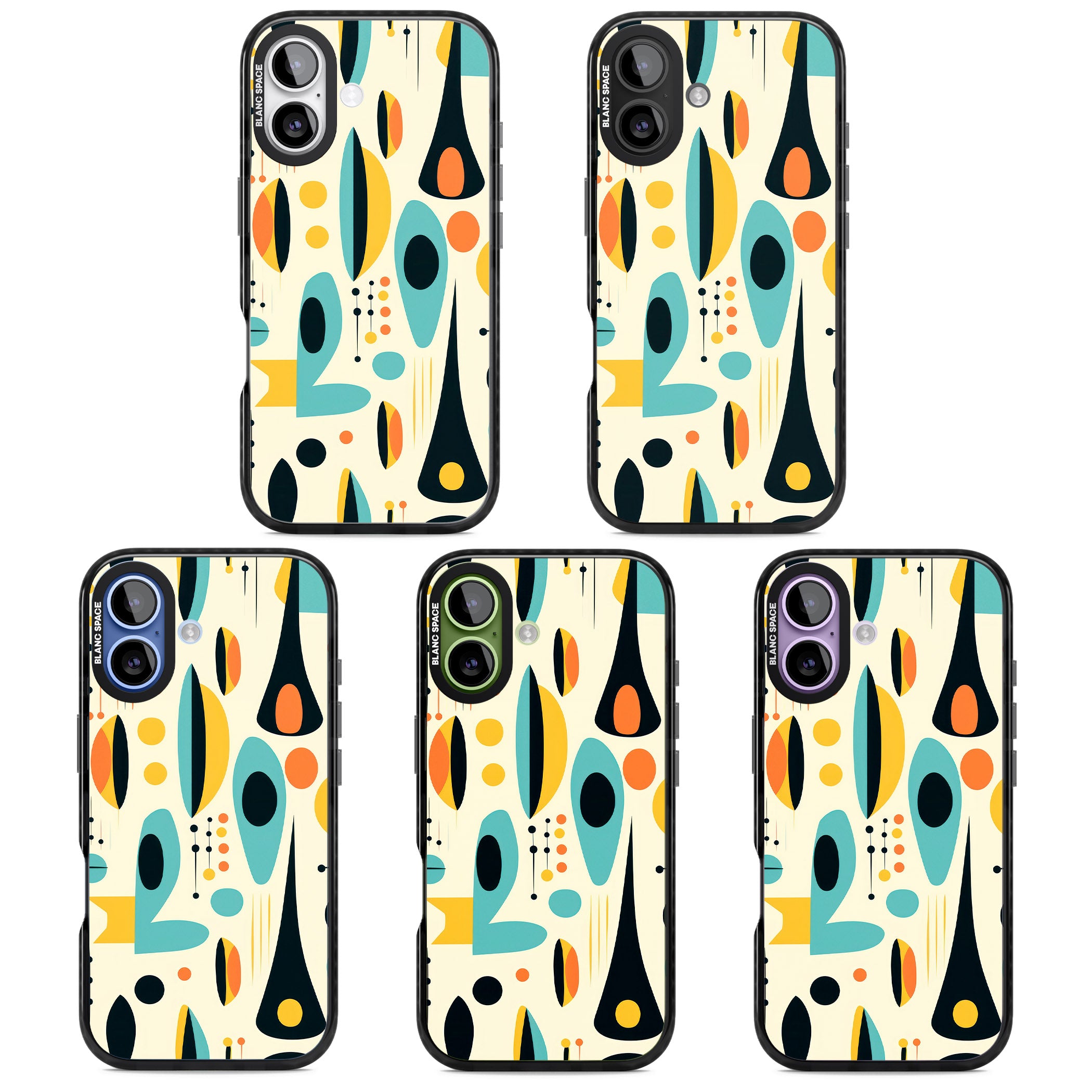 Mid Century Atomic Pattern iPhone 17 Impact Black Phone Case APT Impact Protection